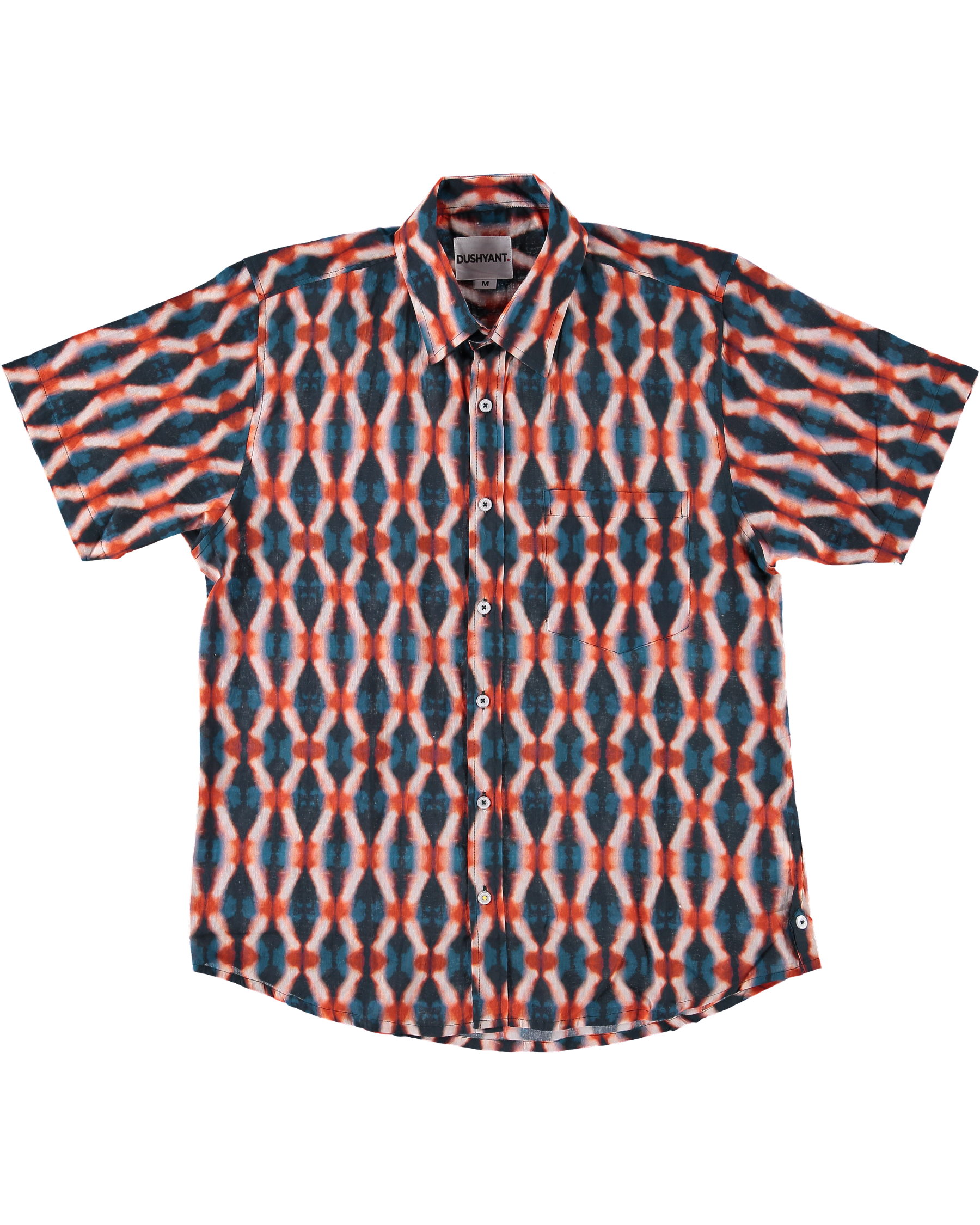 'The Folk' Shirt in Indigo and Red Tie Dye Print