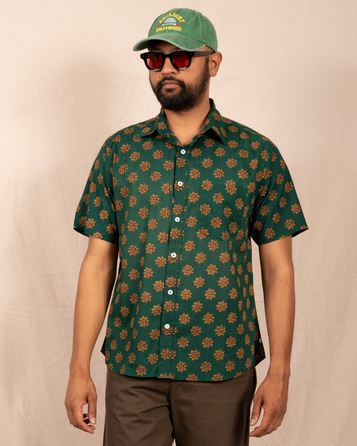 'The Folk' Shirt in Green Lotus Print