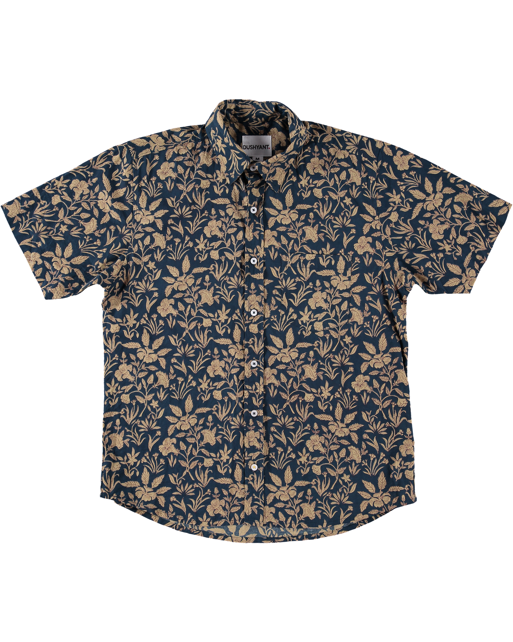 'The Folk' Shirt in Blue and Brown Floral Print