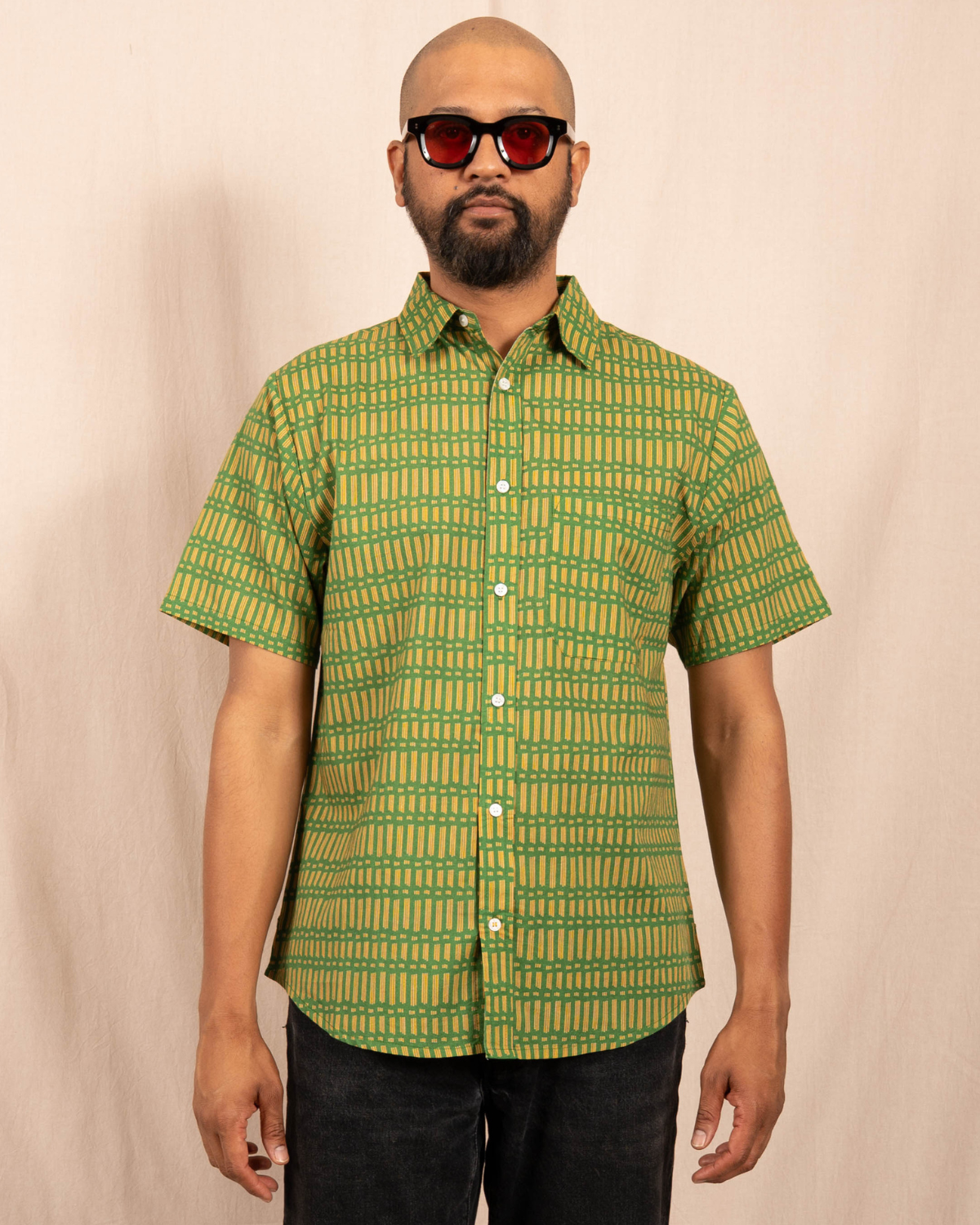 'The Folk' Shirt in Green Sticks Print
