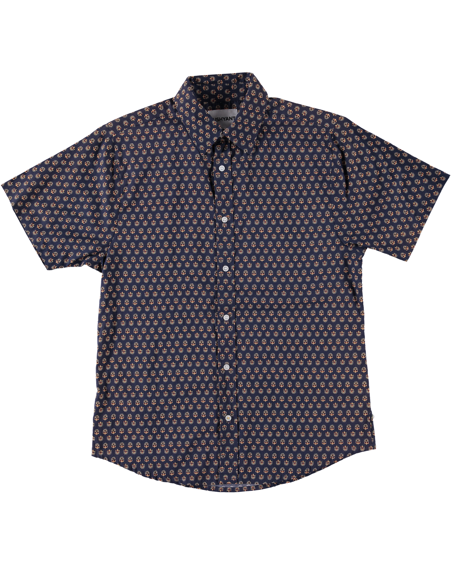 'The Sheril' Short Sleeve Shirt in Navy Motif