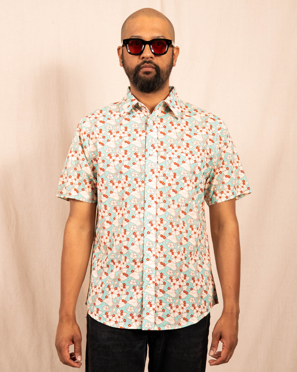 'The Folk' Shirt in Turquoise Floral Print