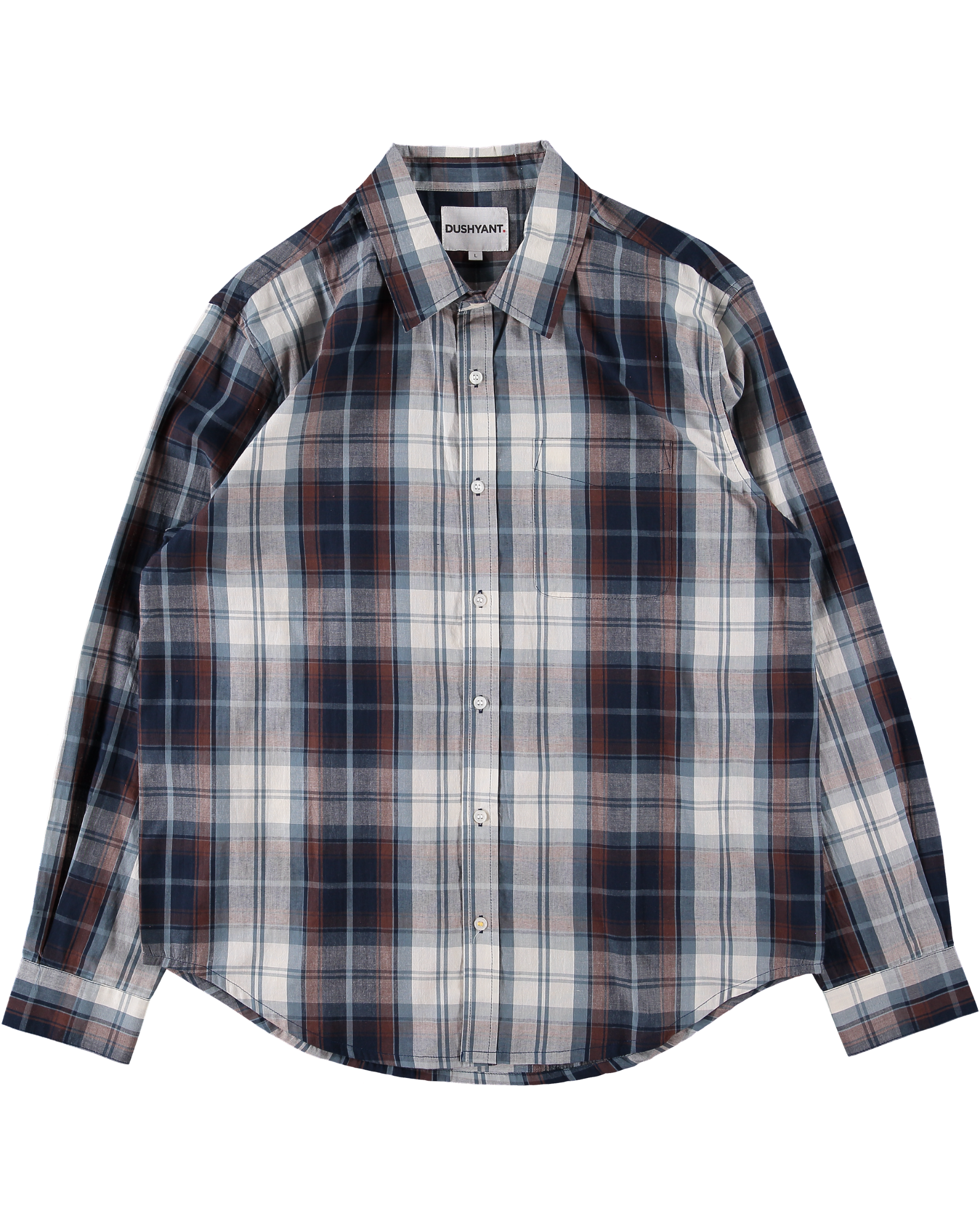 'The Brady' Long Sleeve Shirt in Brown and White Madras Checks