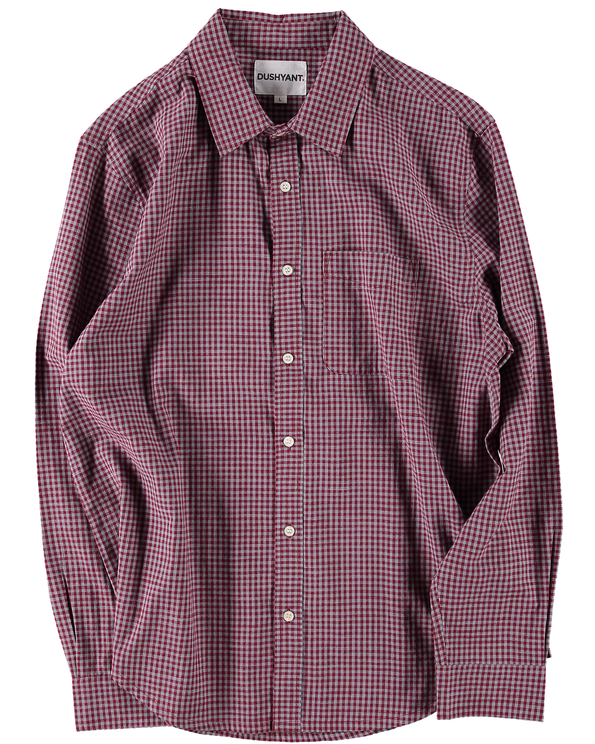 'The Brady' Long Sleeve Shirt in Maroon and Gray Checks