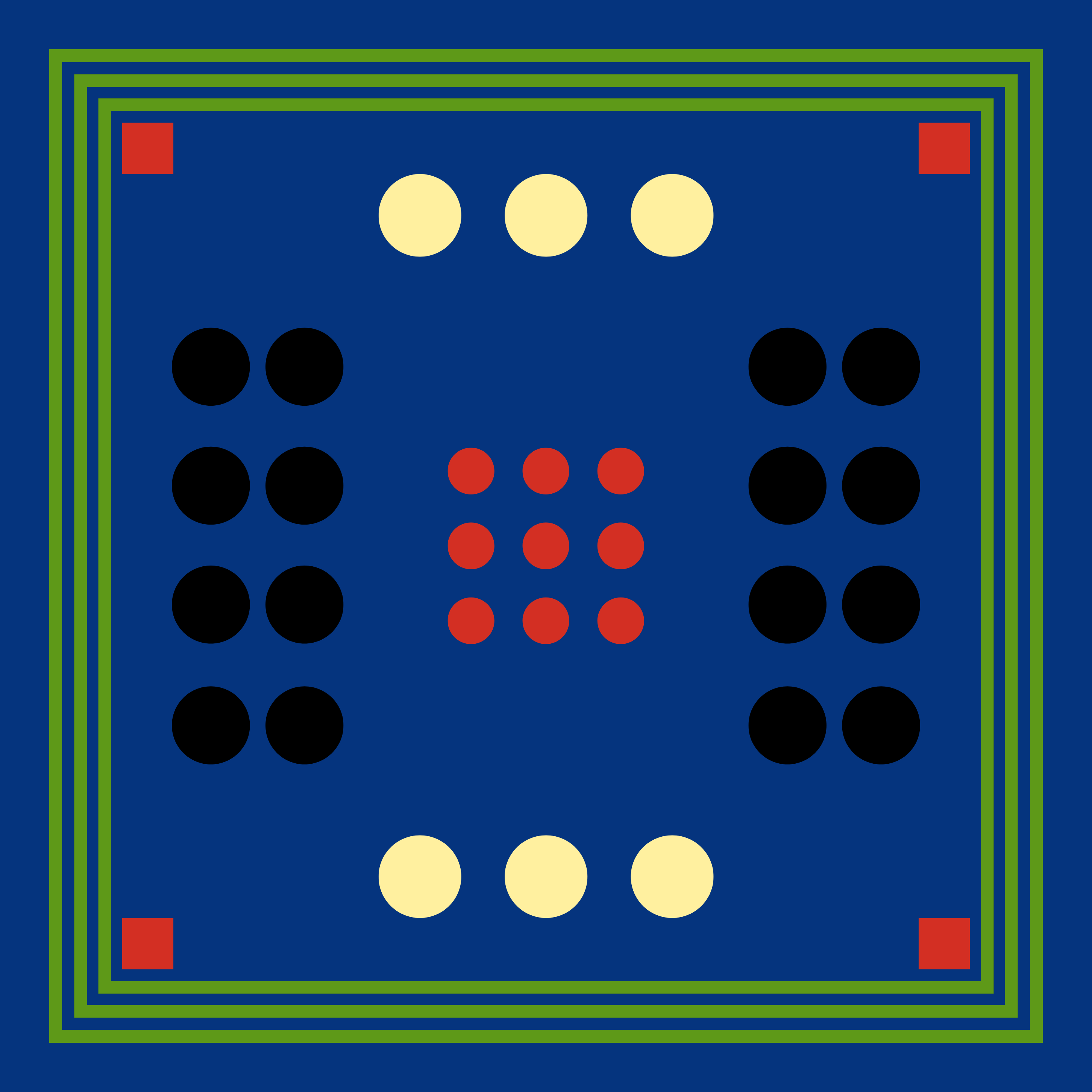 Archie Bandana No. 13 - Blue with Black, Red and Peach Art Print