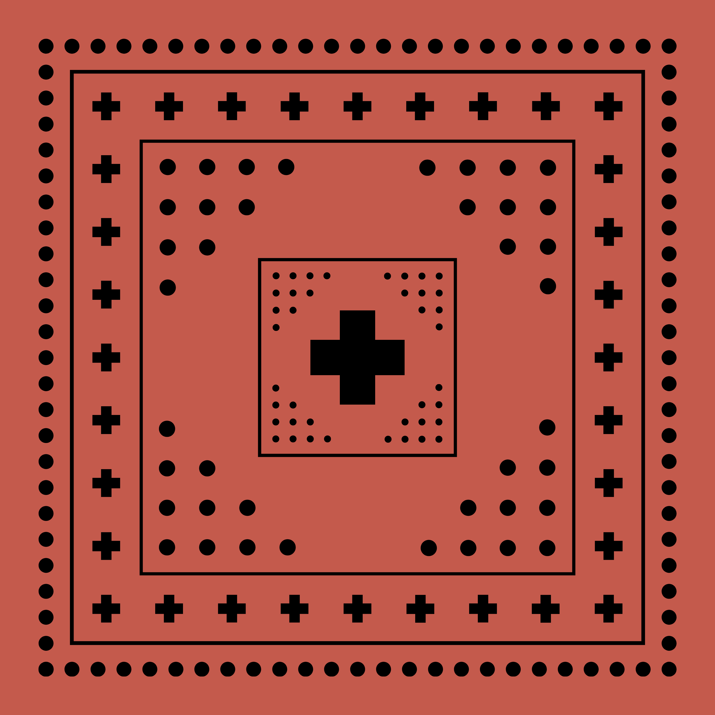 Archie Bandana No. 27 - Dots and Plus Sign on Rust