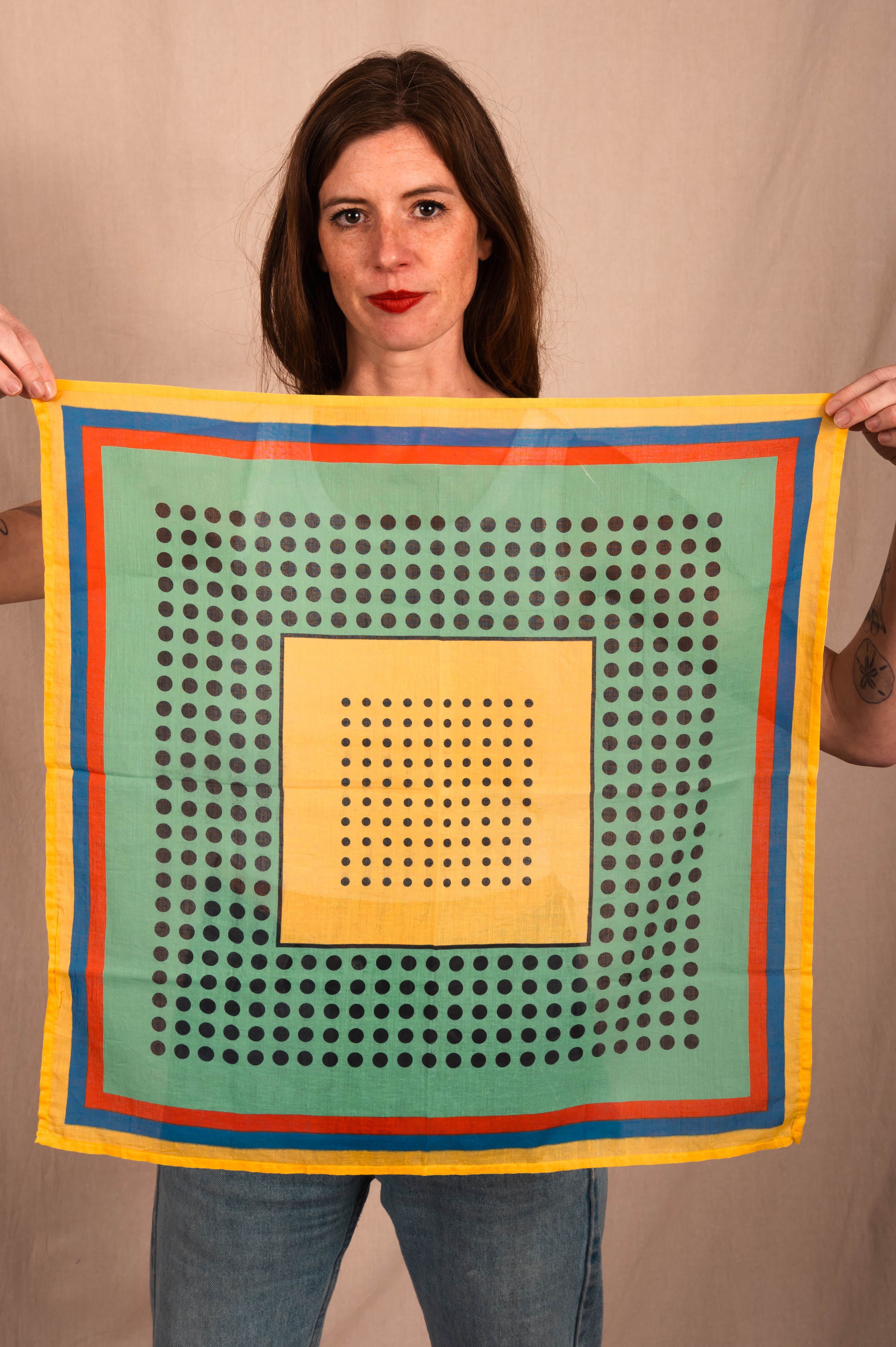 Archie Bandana No. 25 - Dots on Yellow and Neon Green