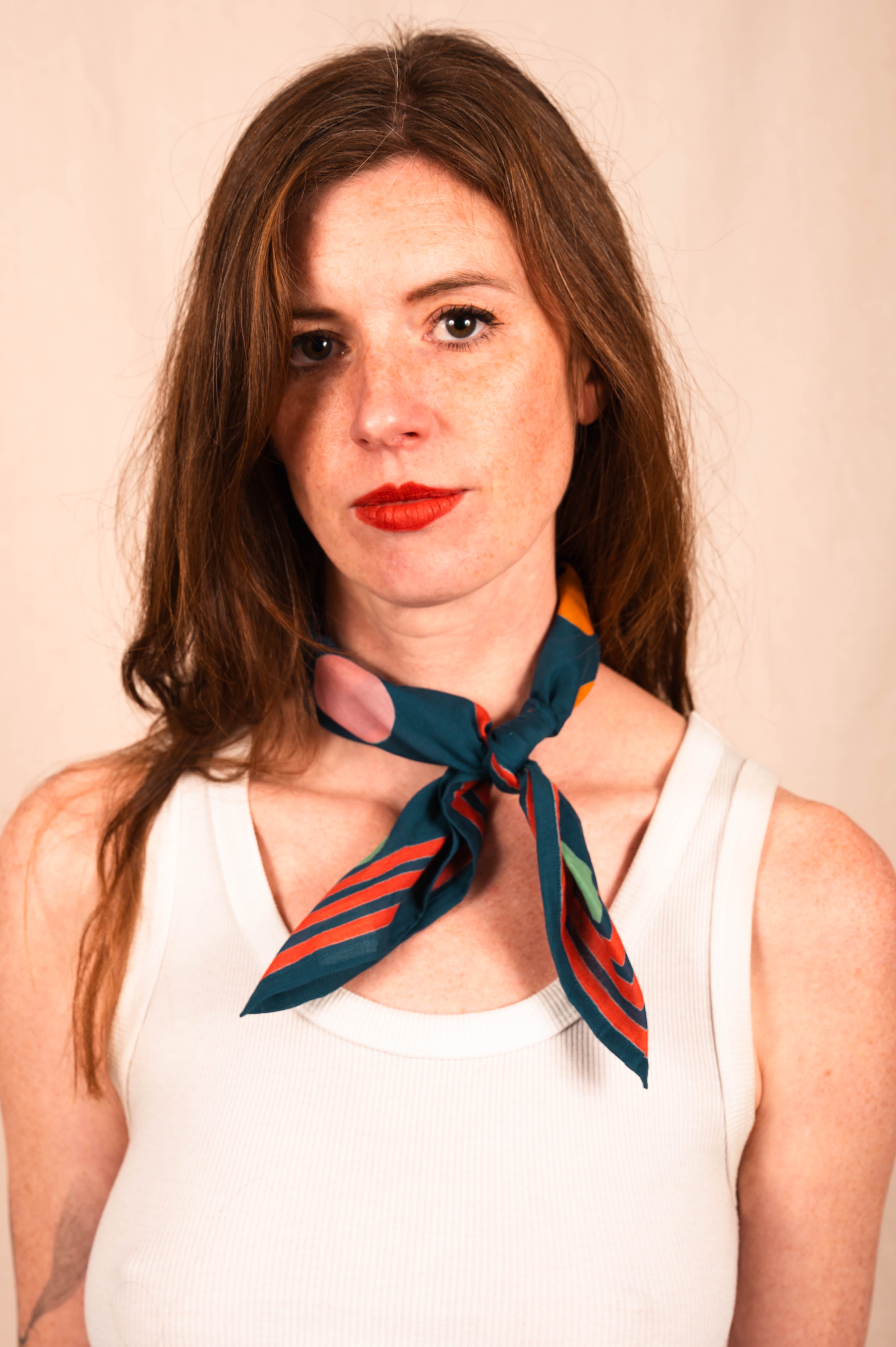 Archie Bandana No. 12 - Gray with Pink, Orange and Neon Art Print