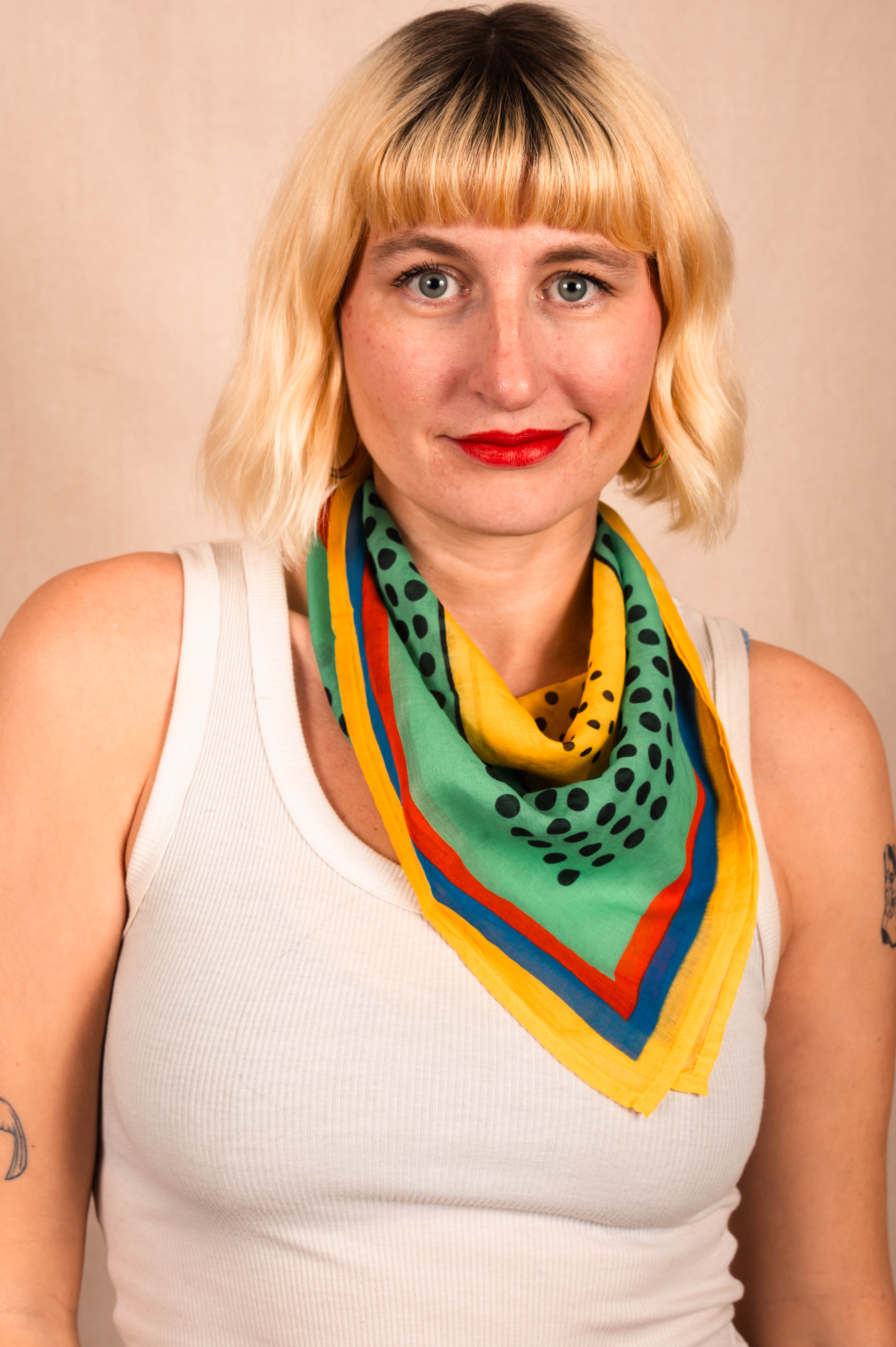 Archie Bandana No. 25 - Dots on Yellow and Neon Green