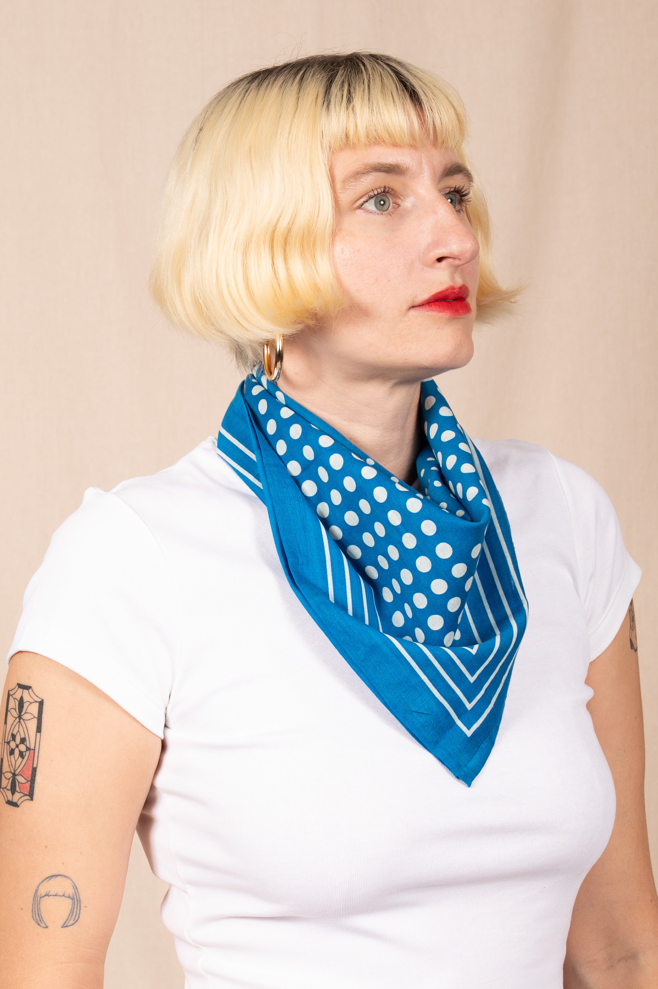 Archie Bandana No. 23 - Blue and White Dots