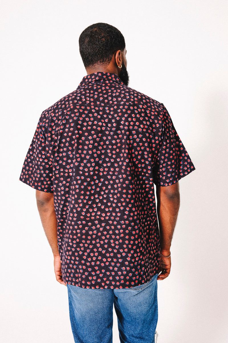 Hand Printed 'The Don' Camp Collar Shirt in Blood Moon Print
