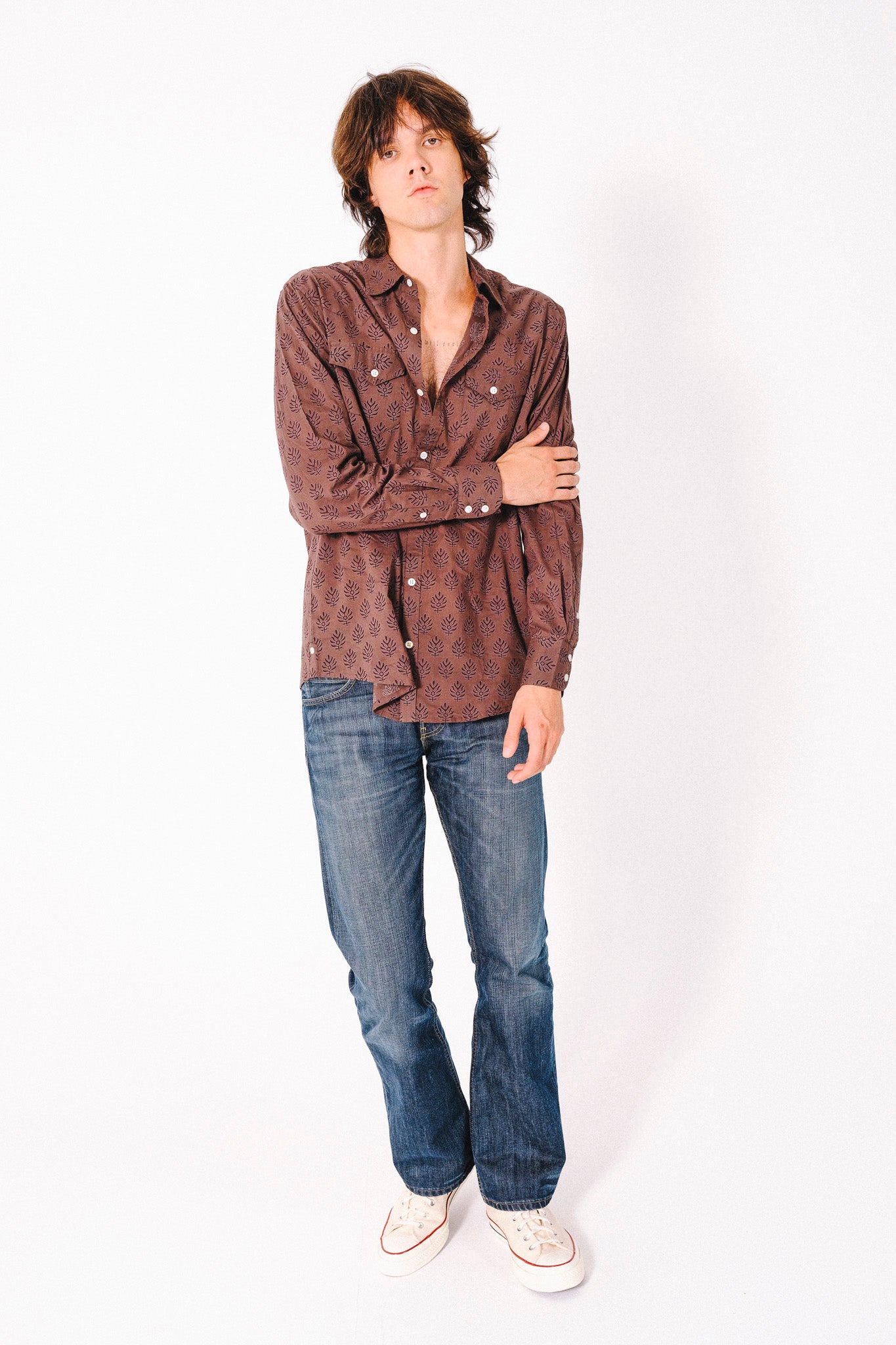 'The Bandit' Western Shirt in Fired Brick Motif