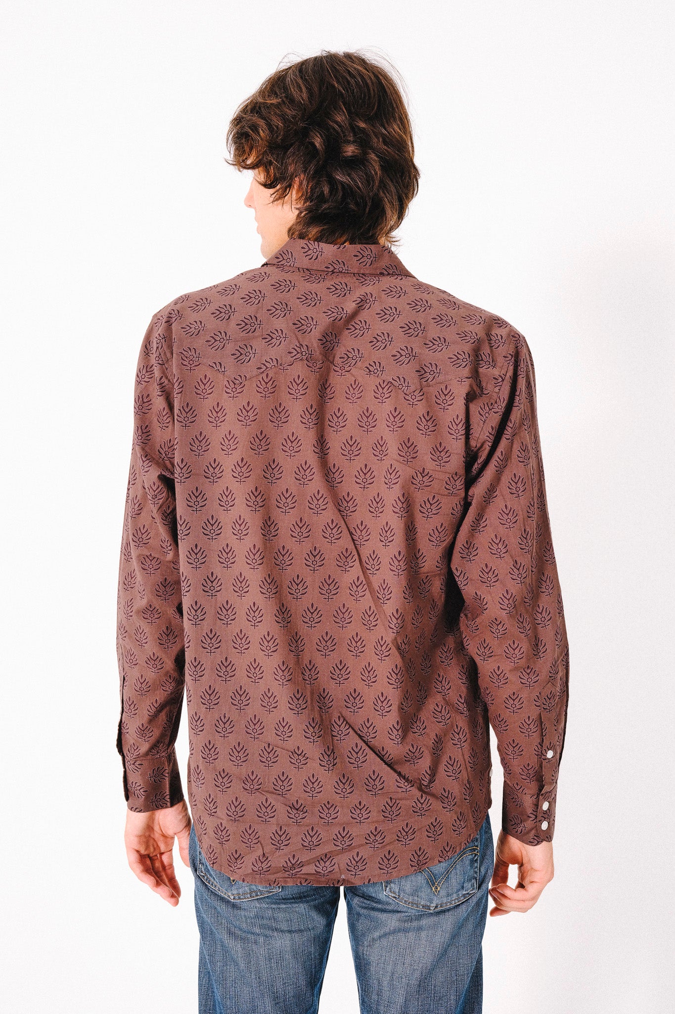 'The Bandit' Western Shirt in Fired Brick Motif