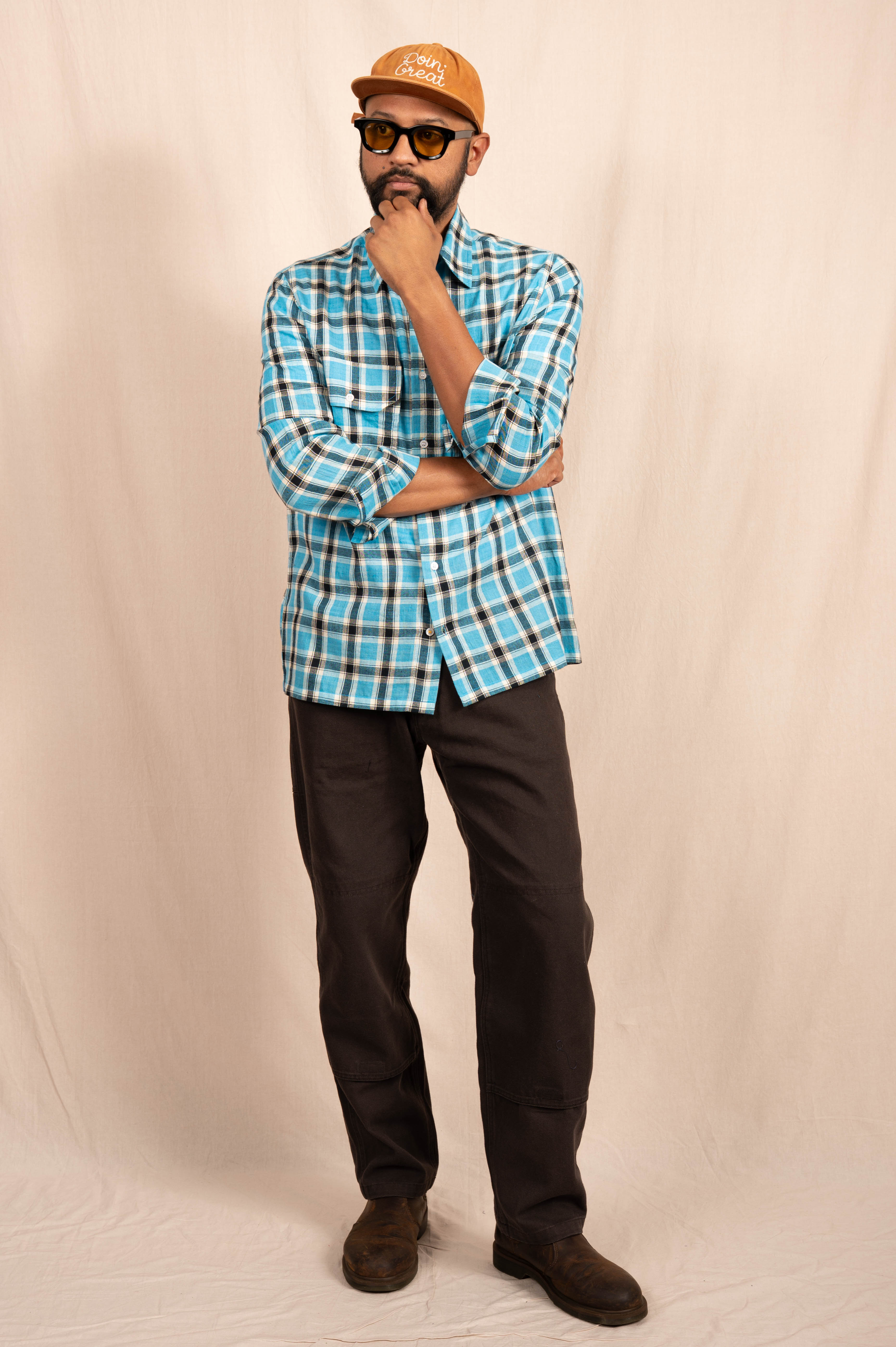 The 'Jesse' Over Shirt in Blue and Black Madras Checks