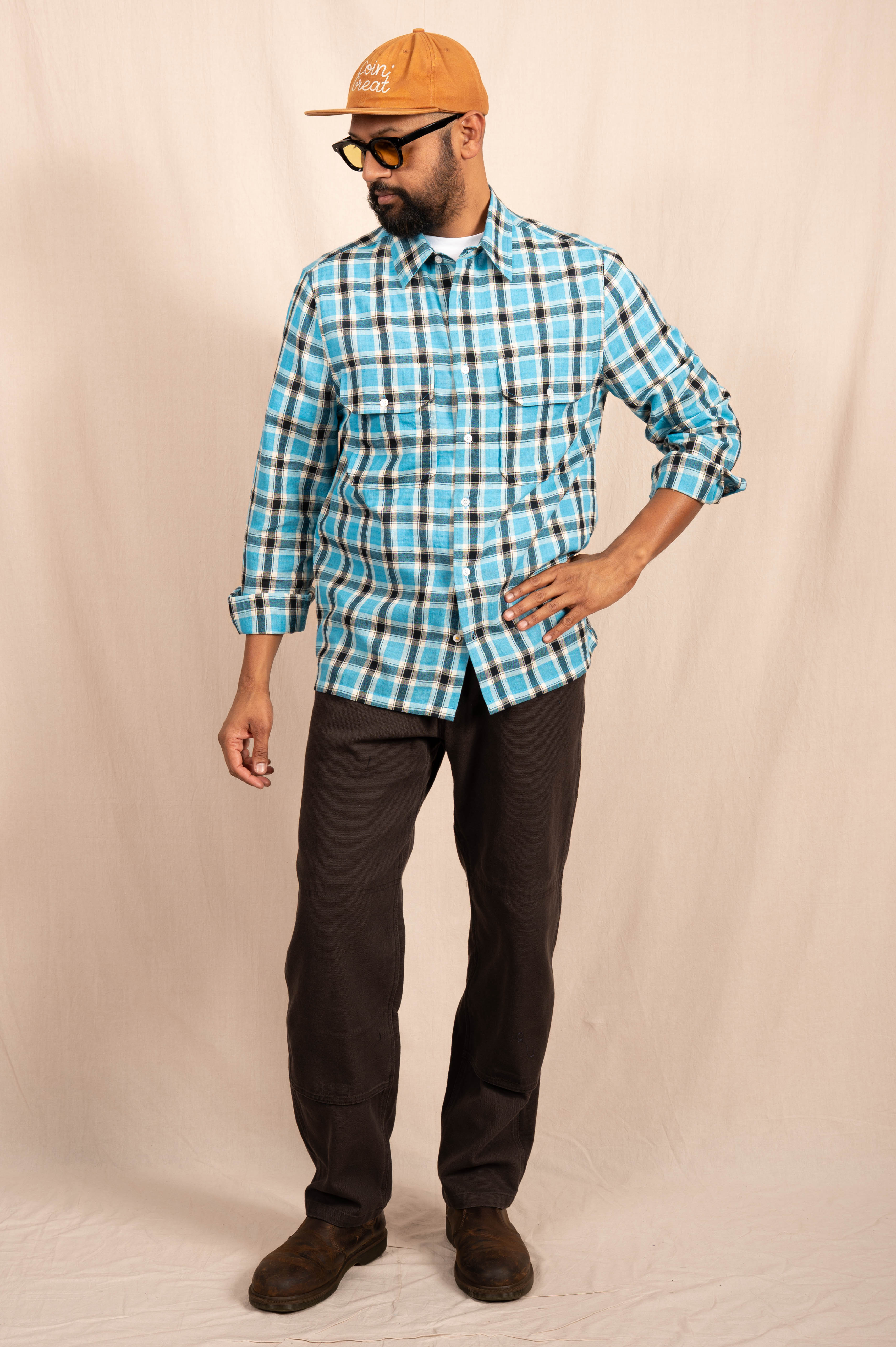 The 'Jesse' Over Shirt in Blue and Black Madras Checks