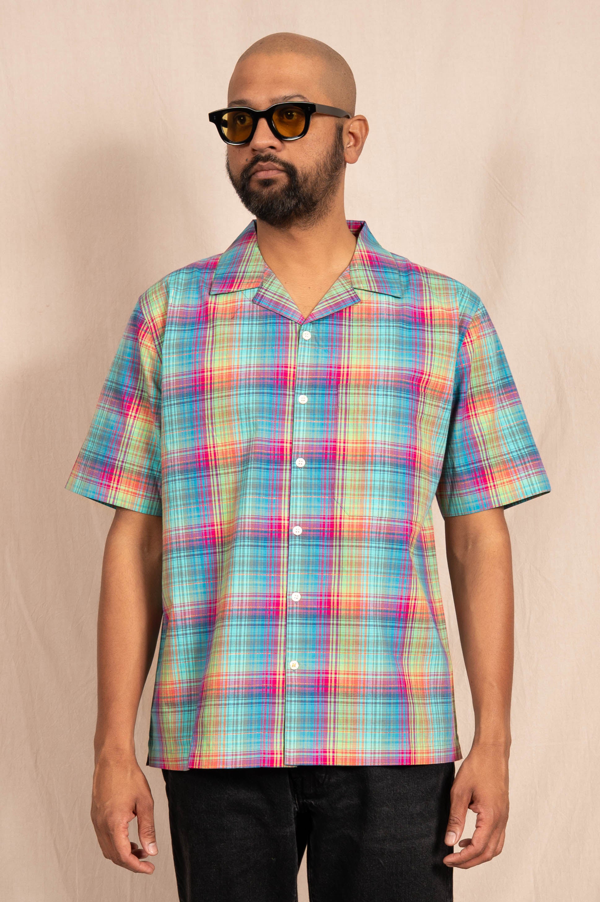 'The Nero' Camp Shirt in Rainbow Checks