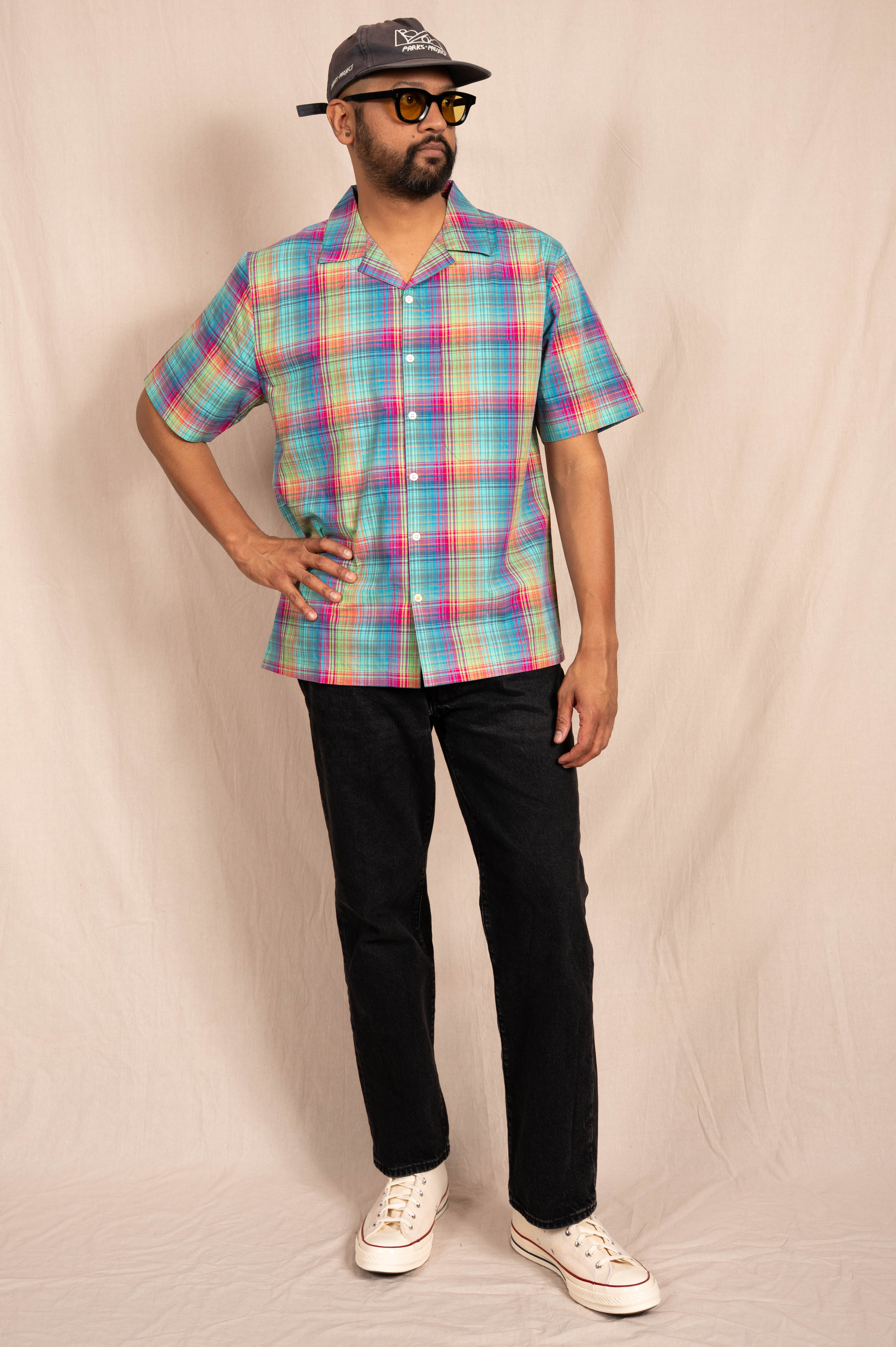 'The Nero' Camp Shirt in Rainbow Checks