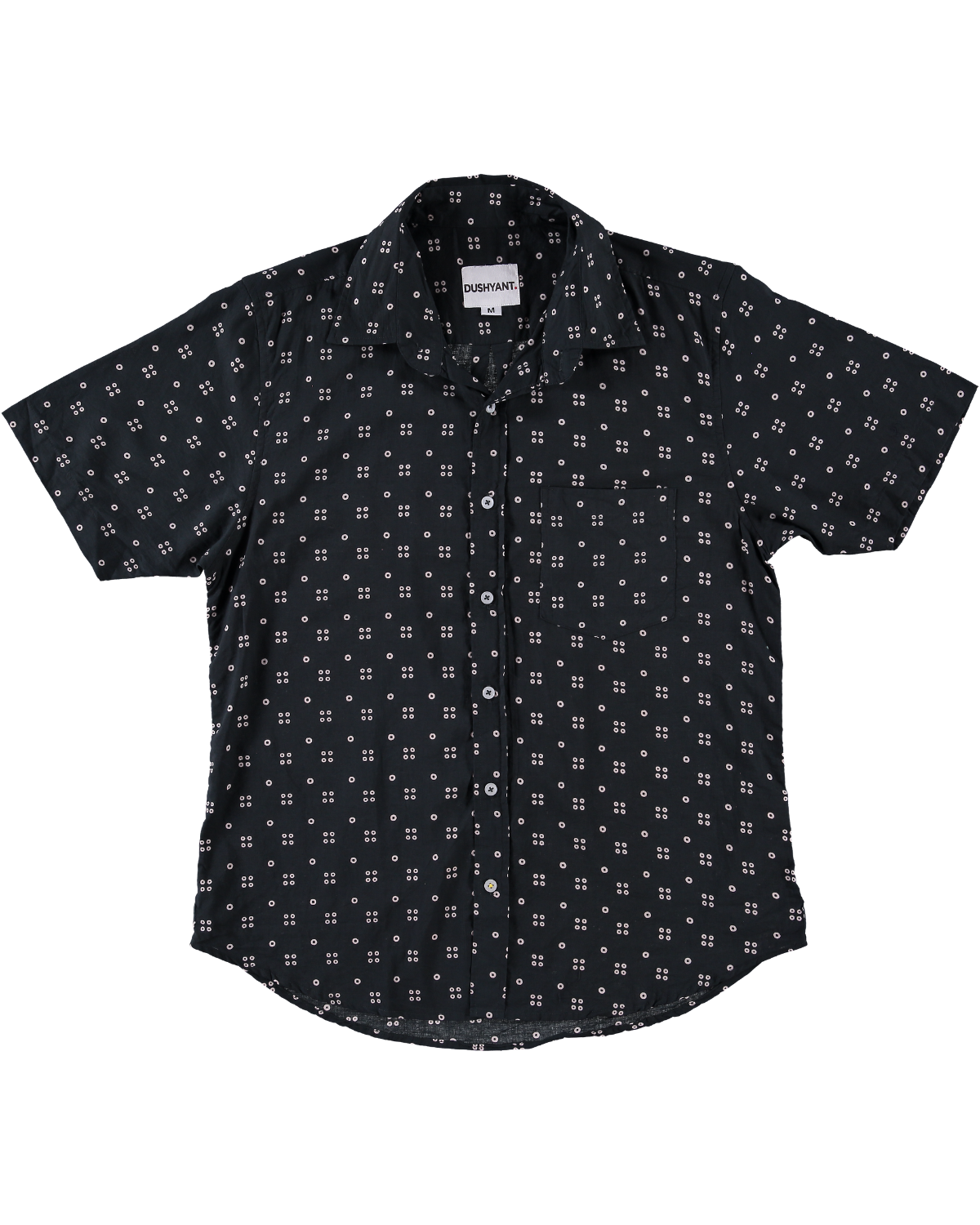 Hand Printed 'The Folk' Short Sleeve Shirt in Black and White Dots
