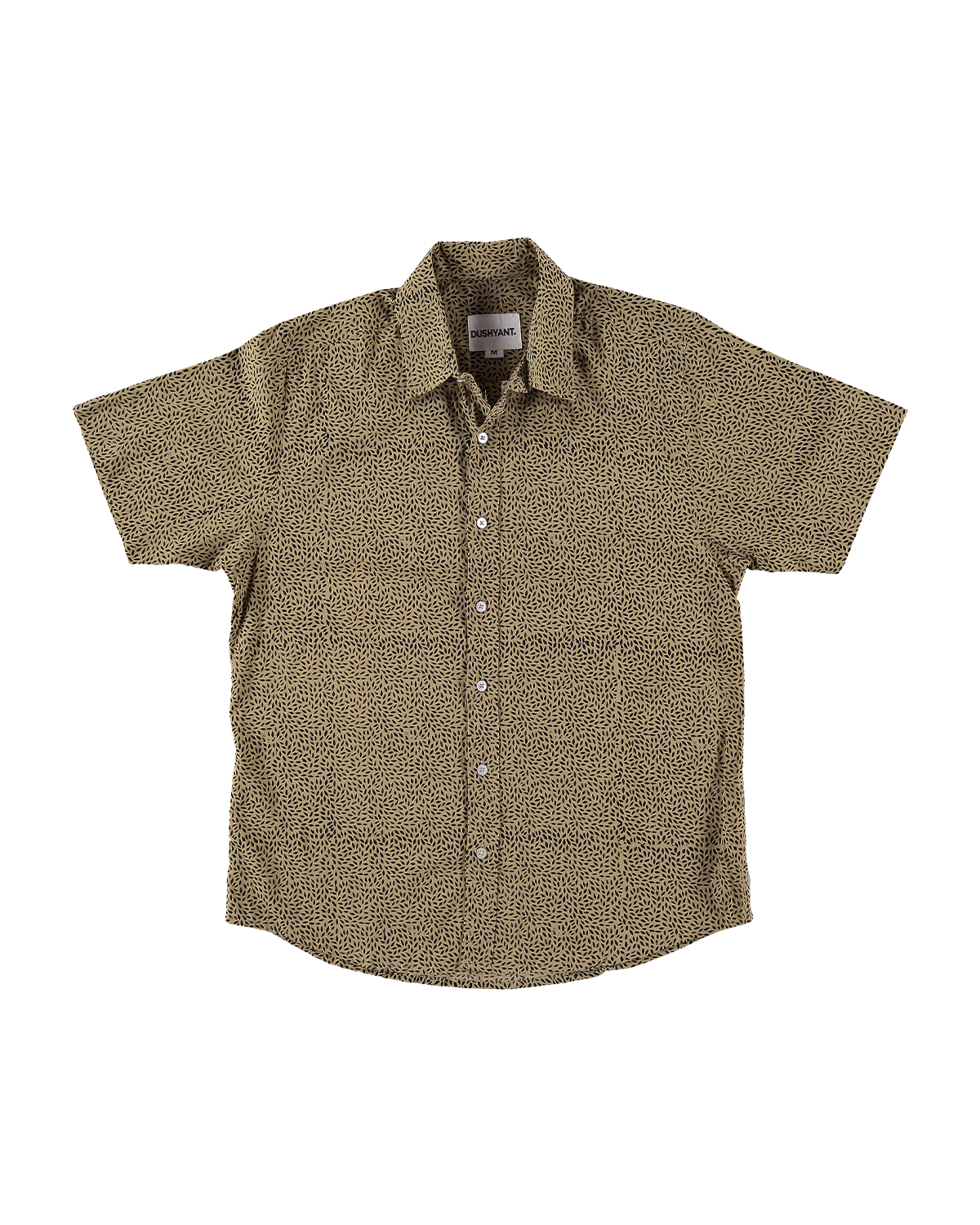 Hand Block Printed 'The Sheril' Short Sleeve Shirt in Kiwi 'Seeds' Print