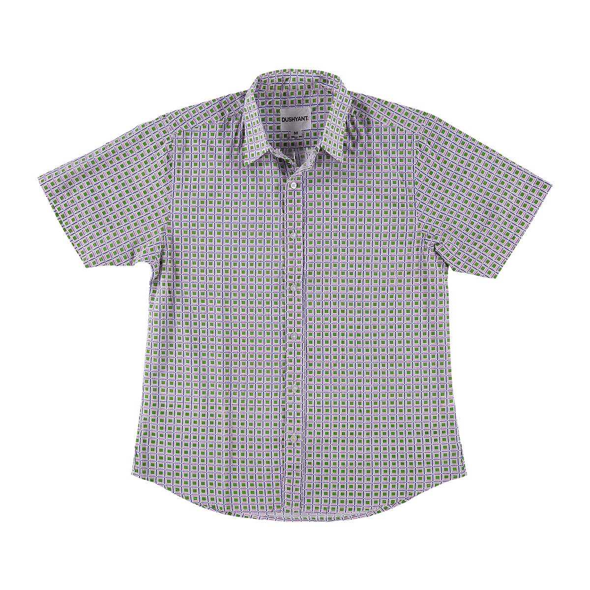 Hand Block Printed 'The Sheril' Short Sleeve Shirt in Neon