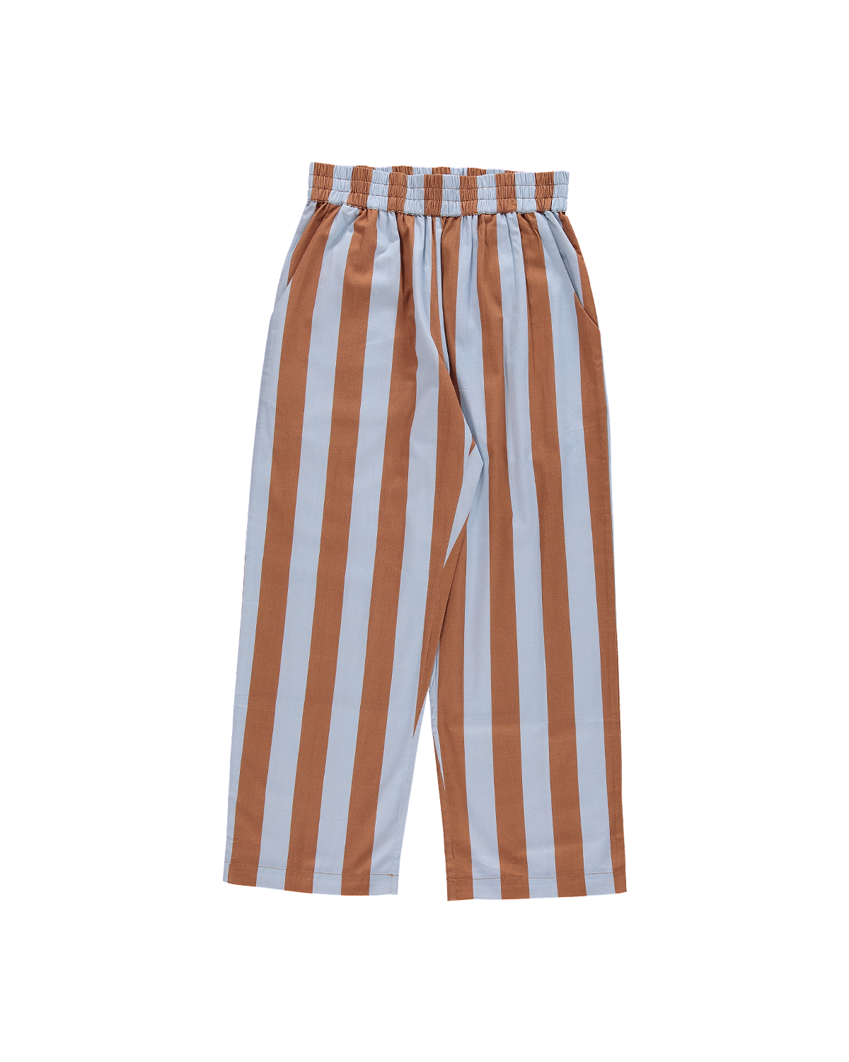 Hand Printed 'Seema' Pants in Blue and Brown Stripes