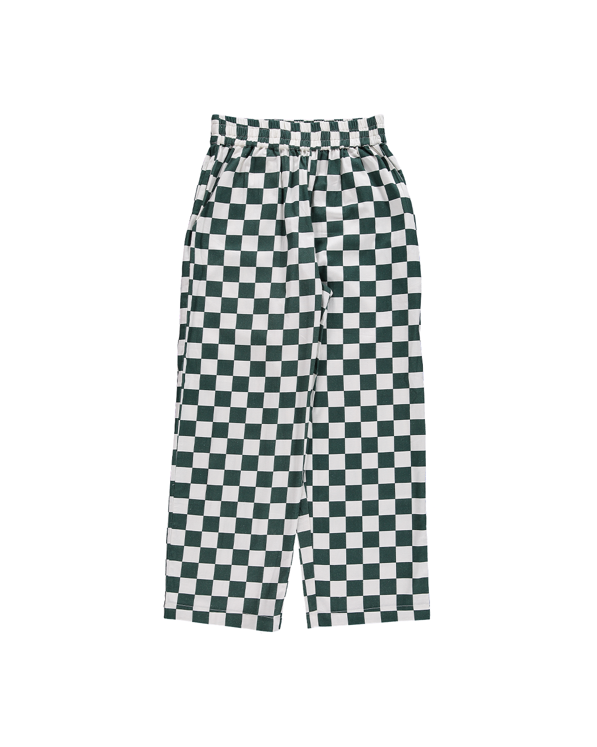 Hand Printed 'Seema' Pants in Green and White Chessboard