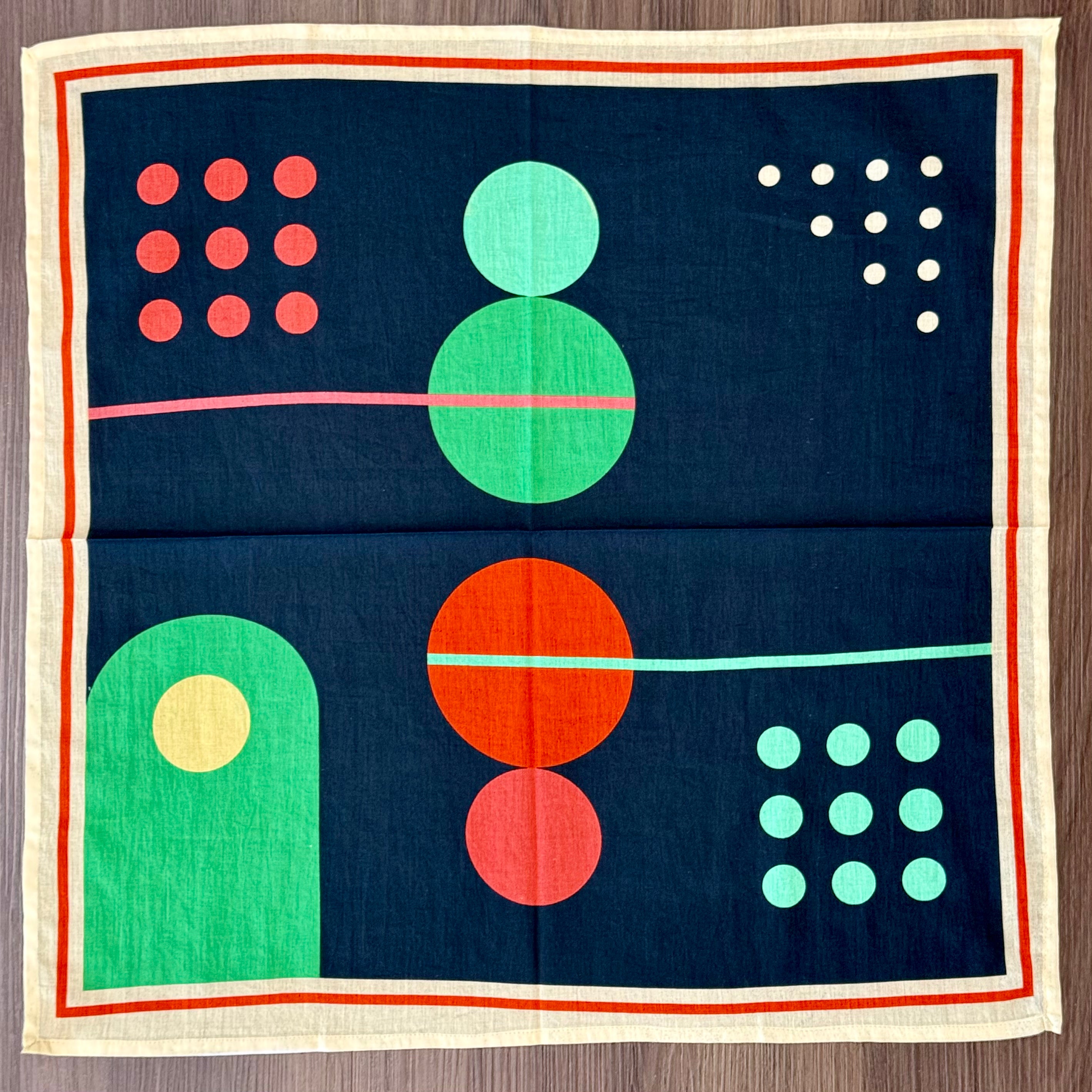 Archie Bandana No. 29 - Crayons Art Print in Red, Green and Light Yellow