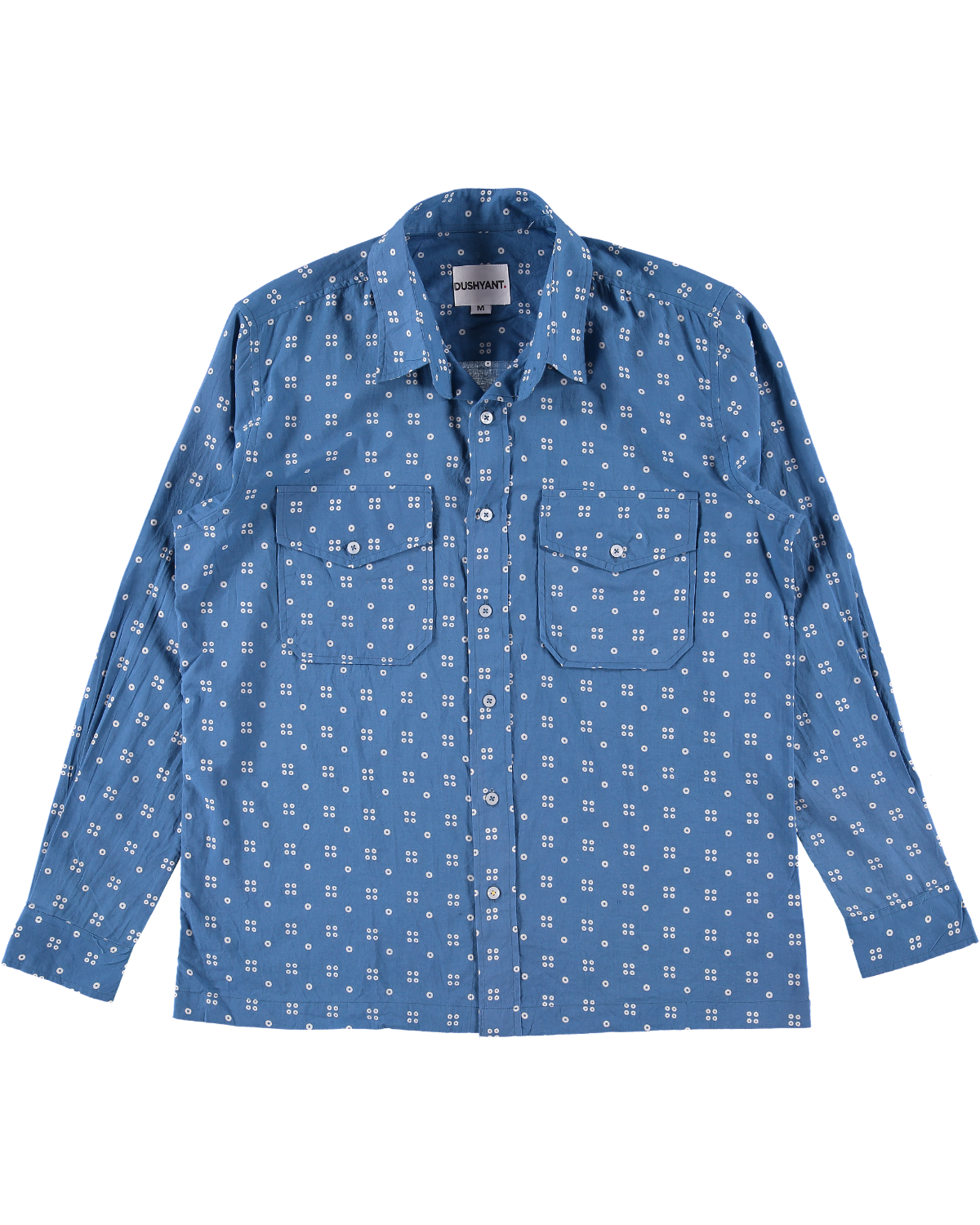 Hand Printed 'Jesse' Shirt in Blue Dots