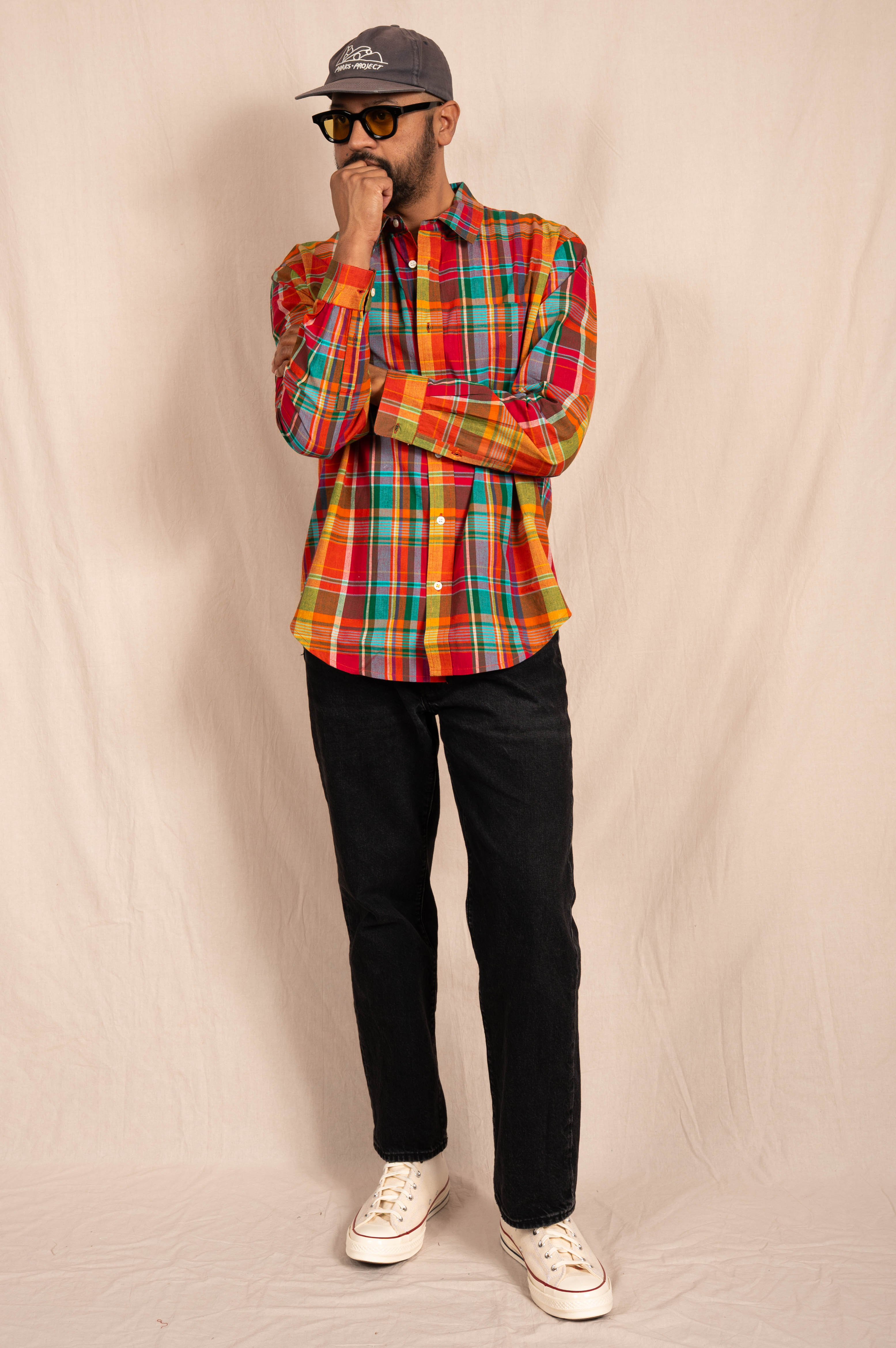 'The Brady' Long Sleeve Shirt in Red Madras Checks