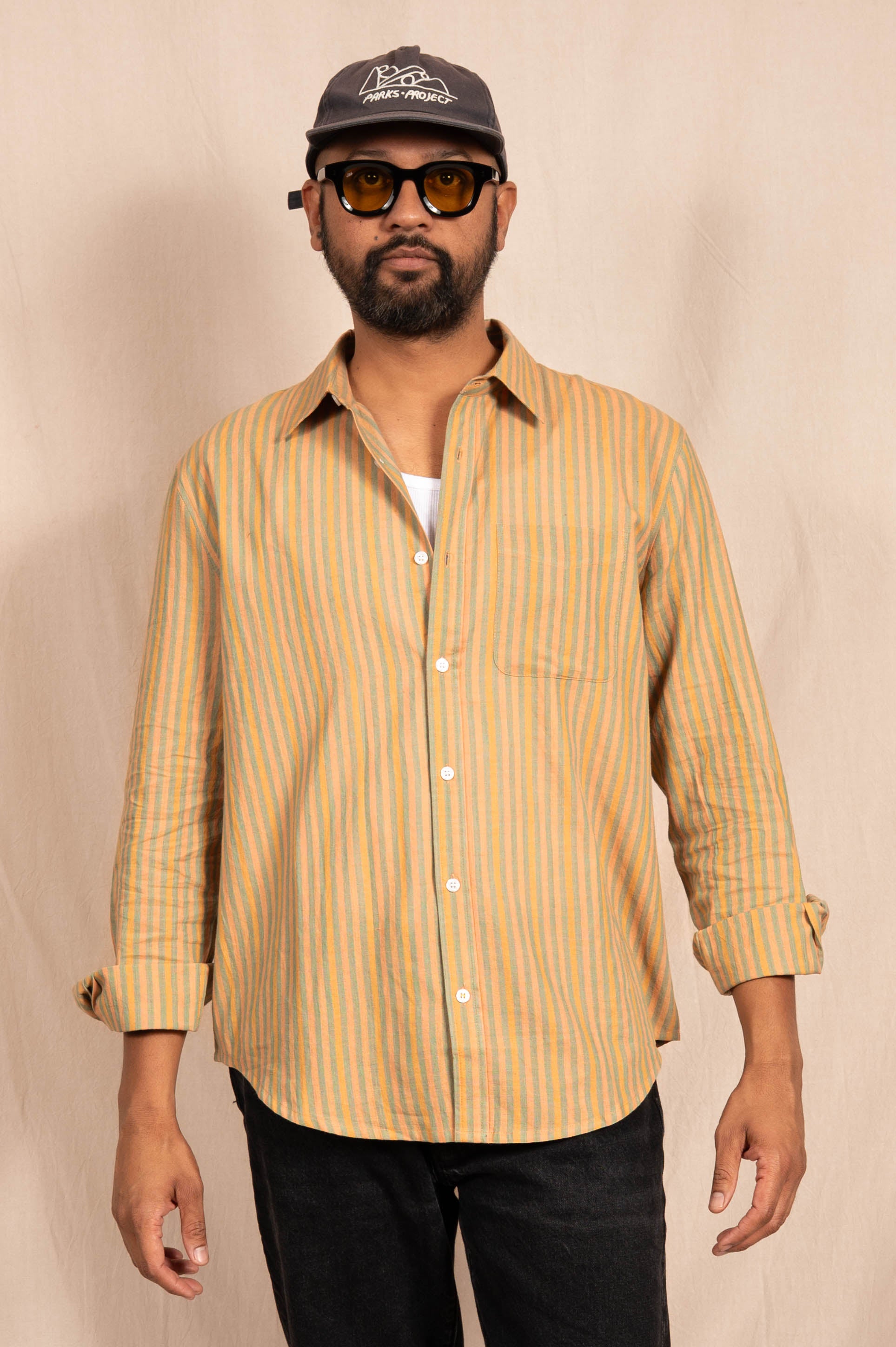 'The Brady' Long Sleeve Shirt in Neon Stripes