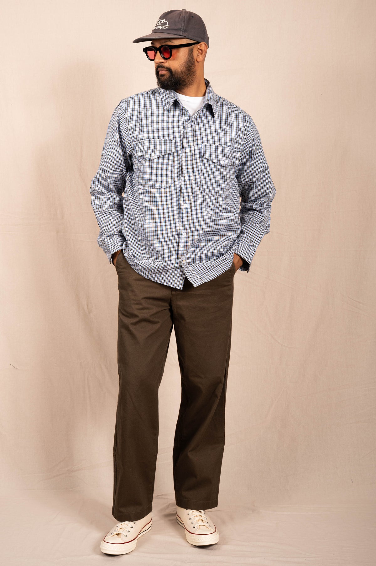 The 'Jesse' Over Shirt in White, Black and Blue Checks