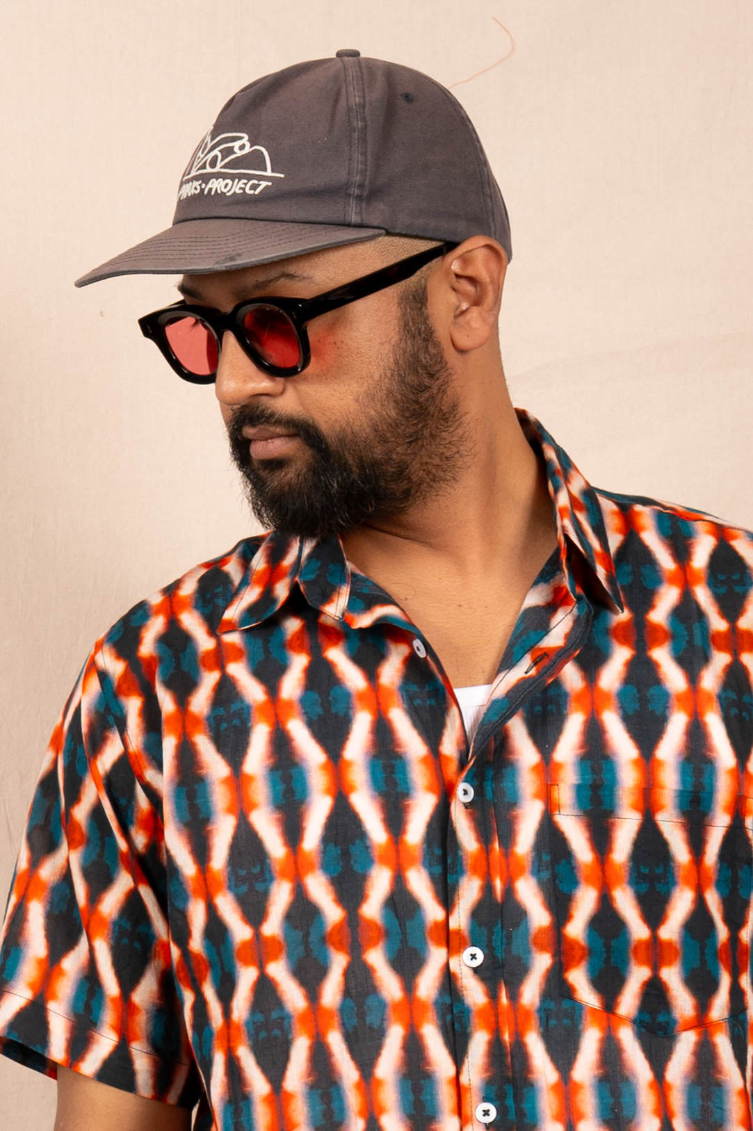 'The Folk' Shirt in Indigo and Red Tie Dye Print