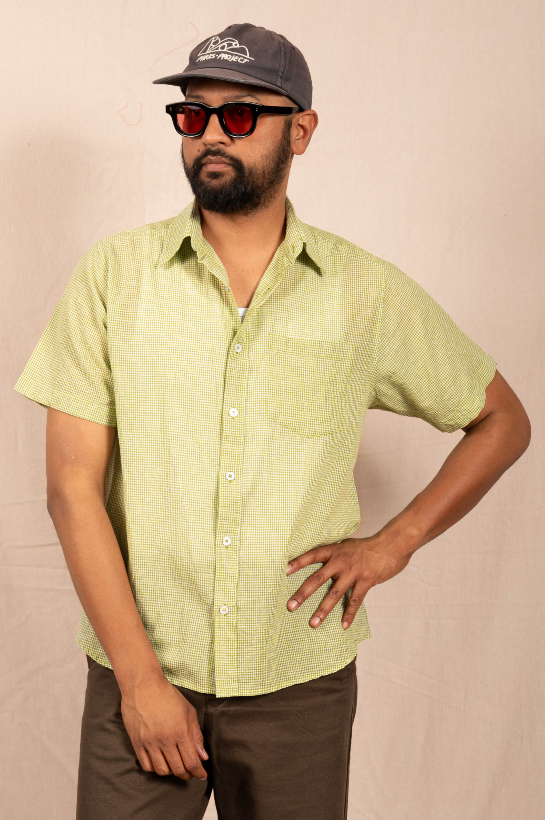 'The Folk' Shirt in Lime Micro Check