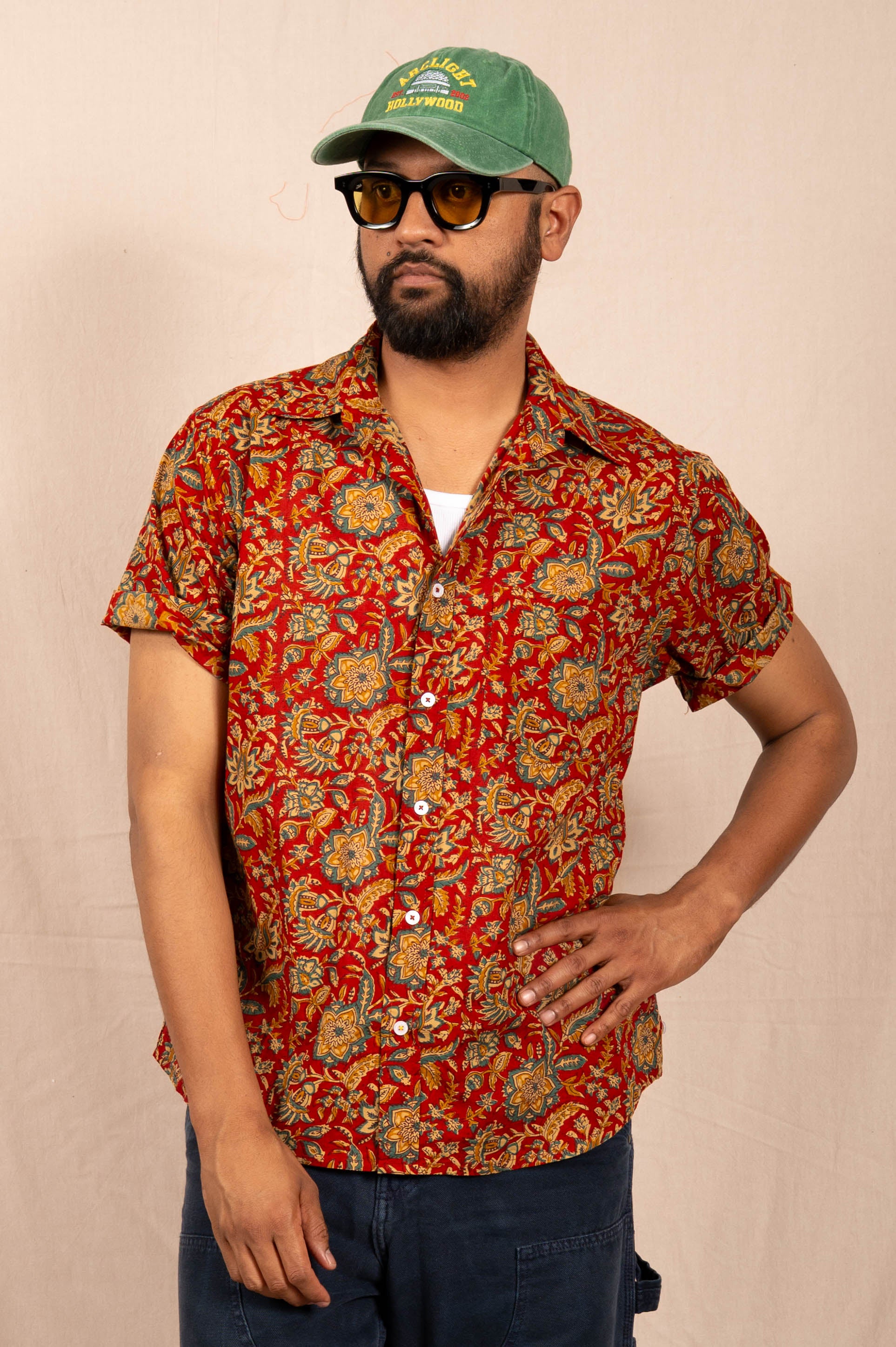 'The Folk' Shirt in Red and Blue Jaipur Floral Print