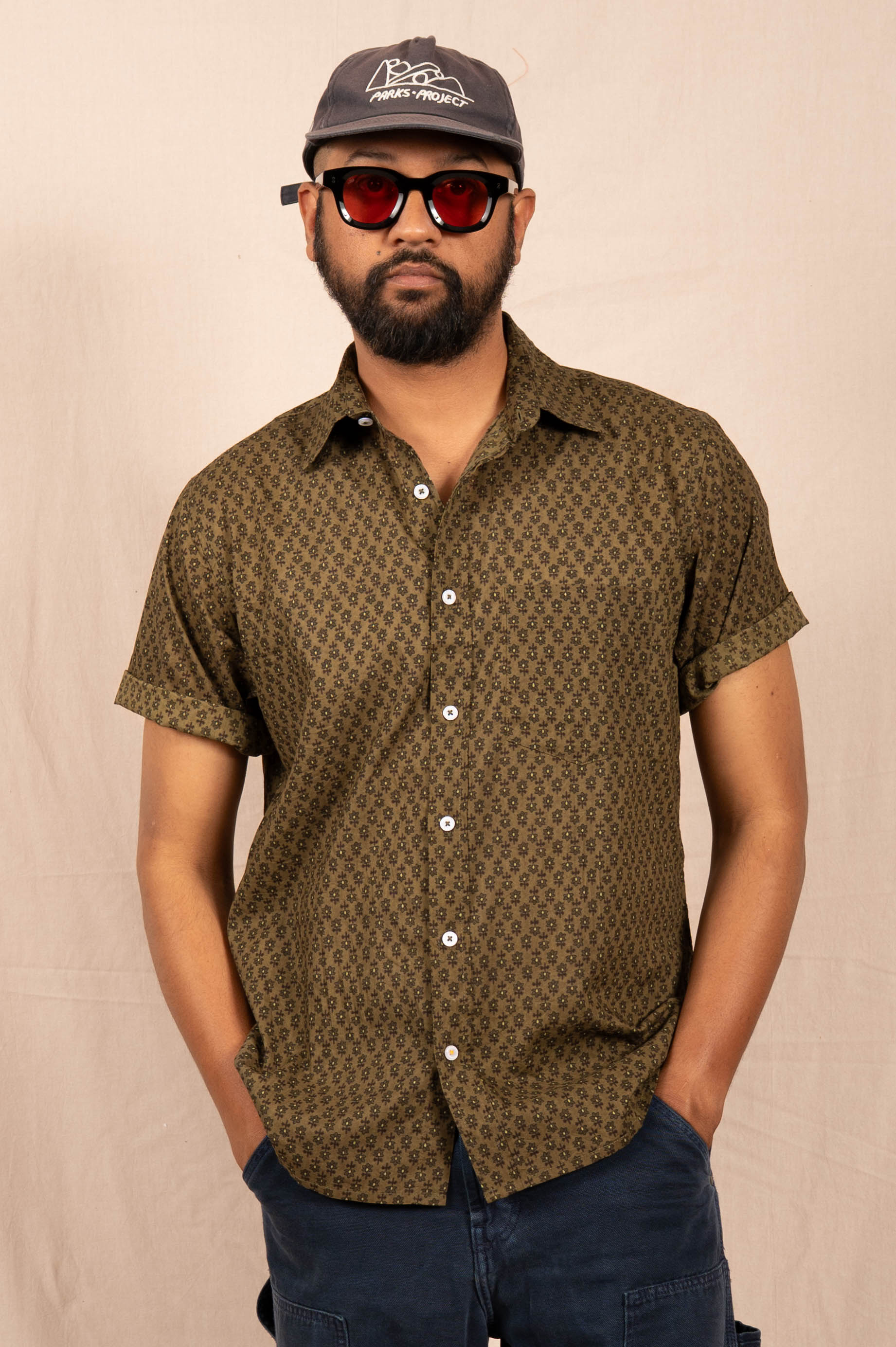 'The Folk' Shirt in Bronze Motif Print