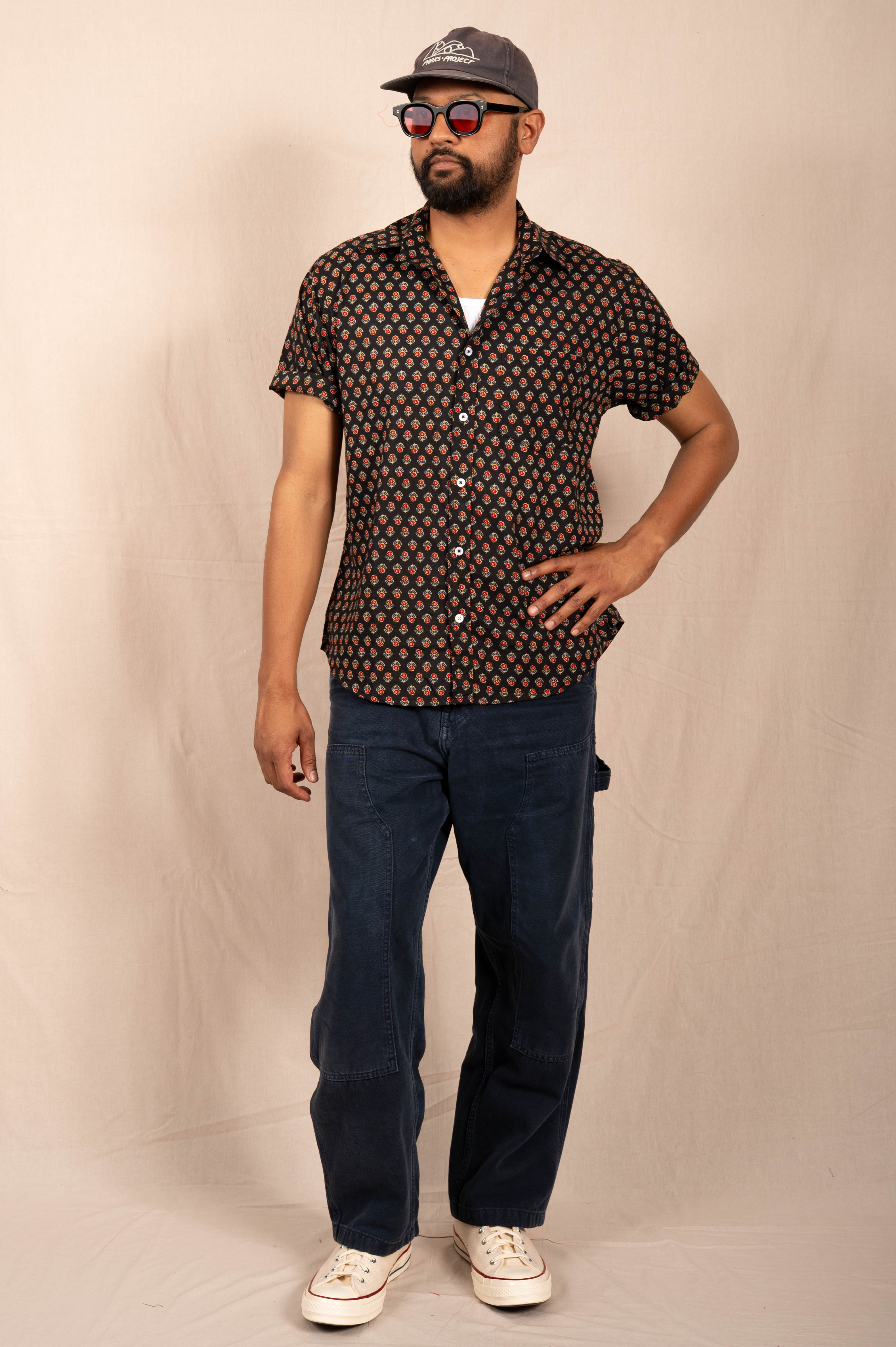 'The Folk' Shirt in Black Lily Print