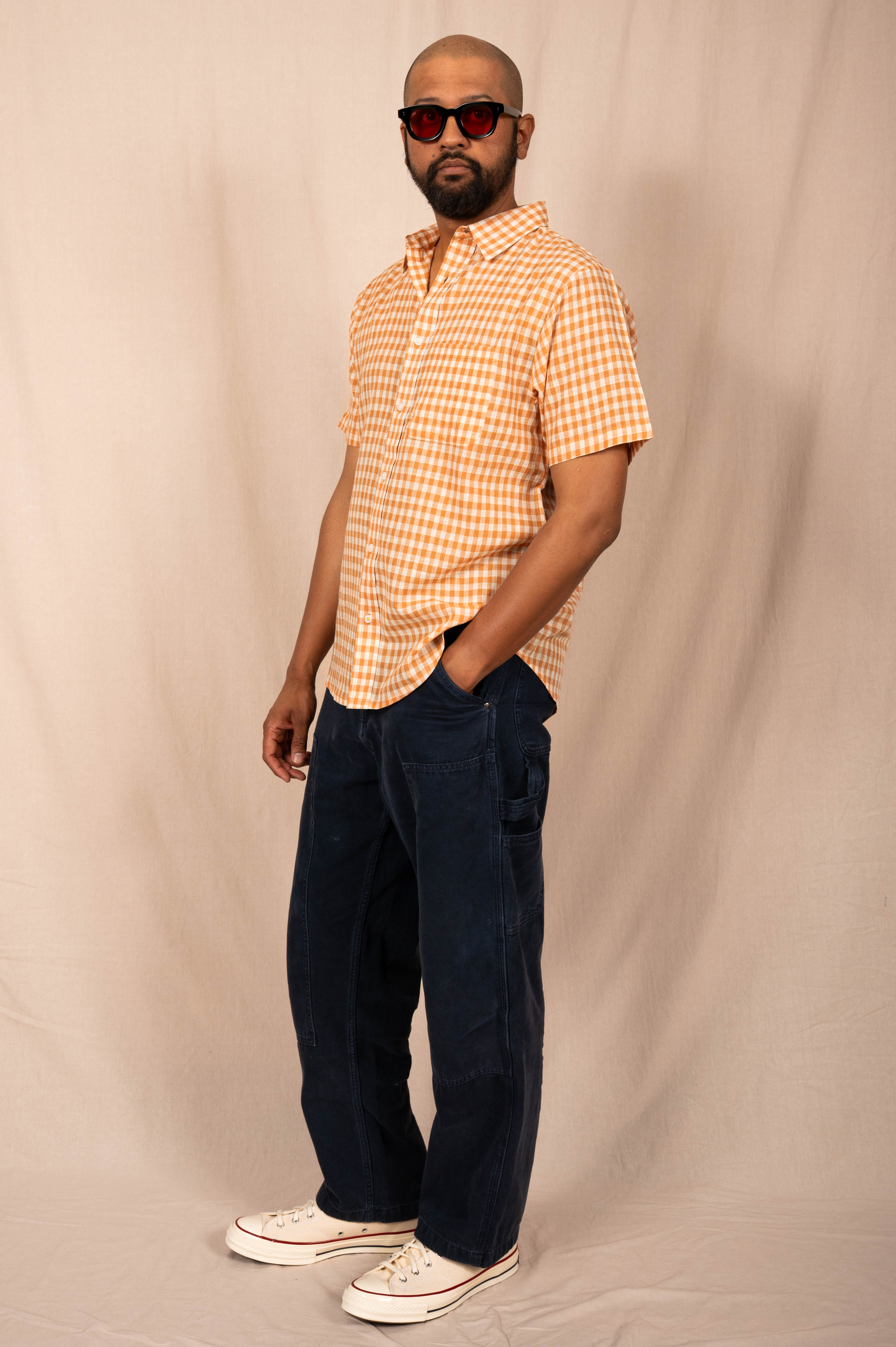 'The Folk' Shirt in Tan Gingham