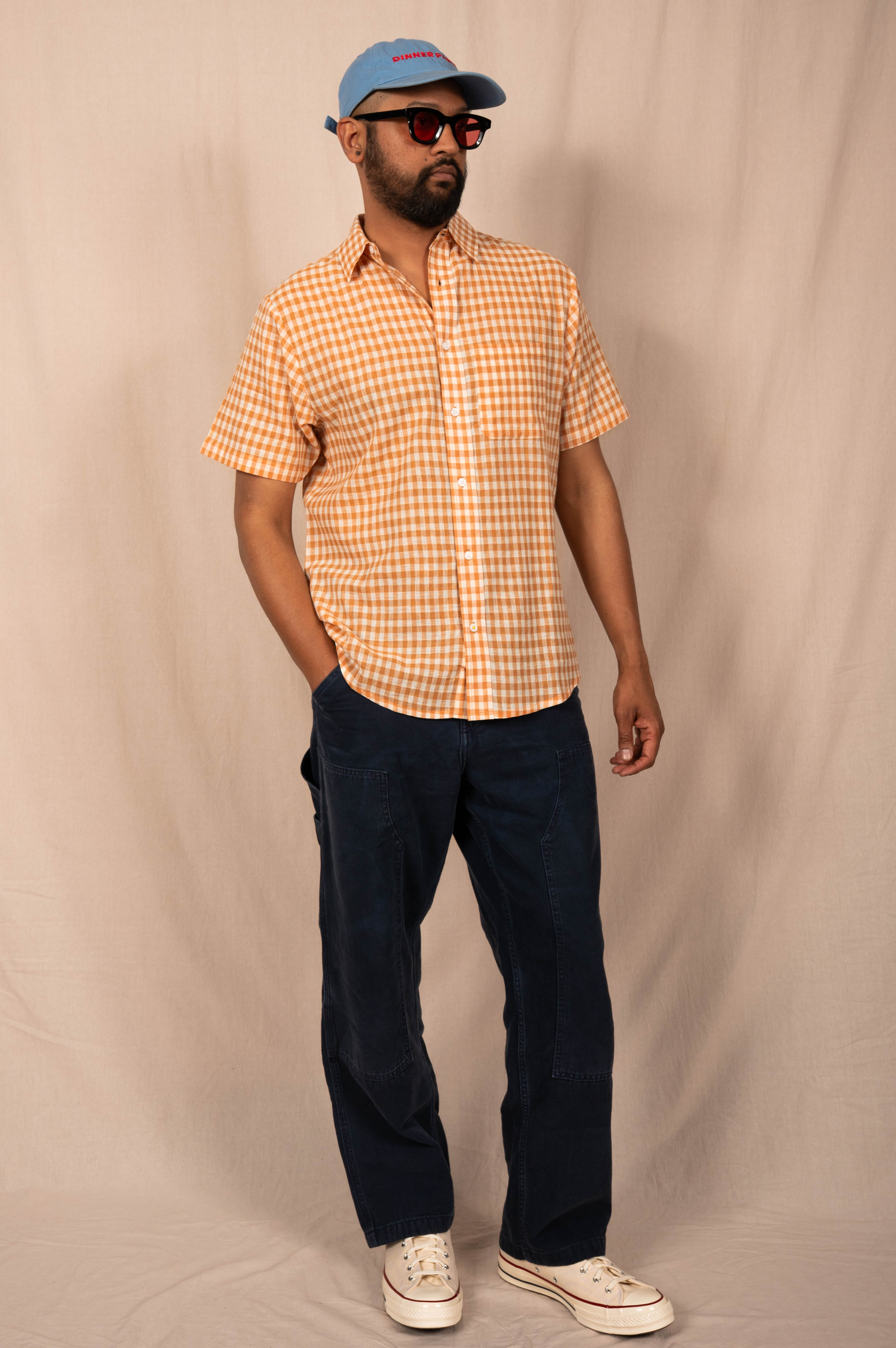 'The Folk' Shirt in Tan Gingham