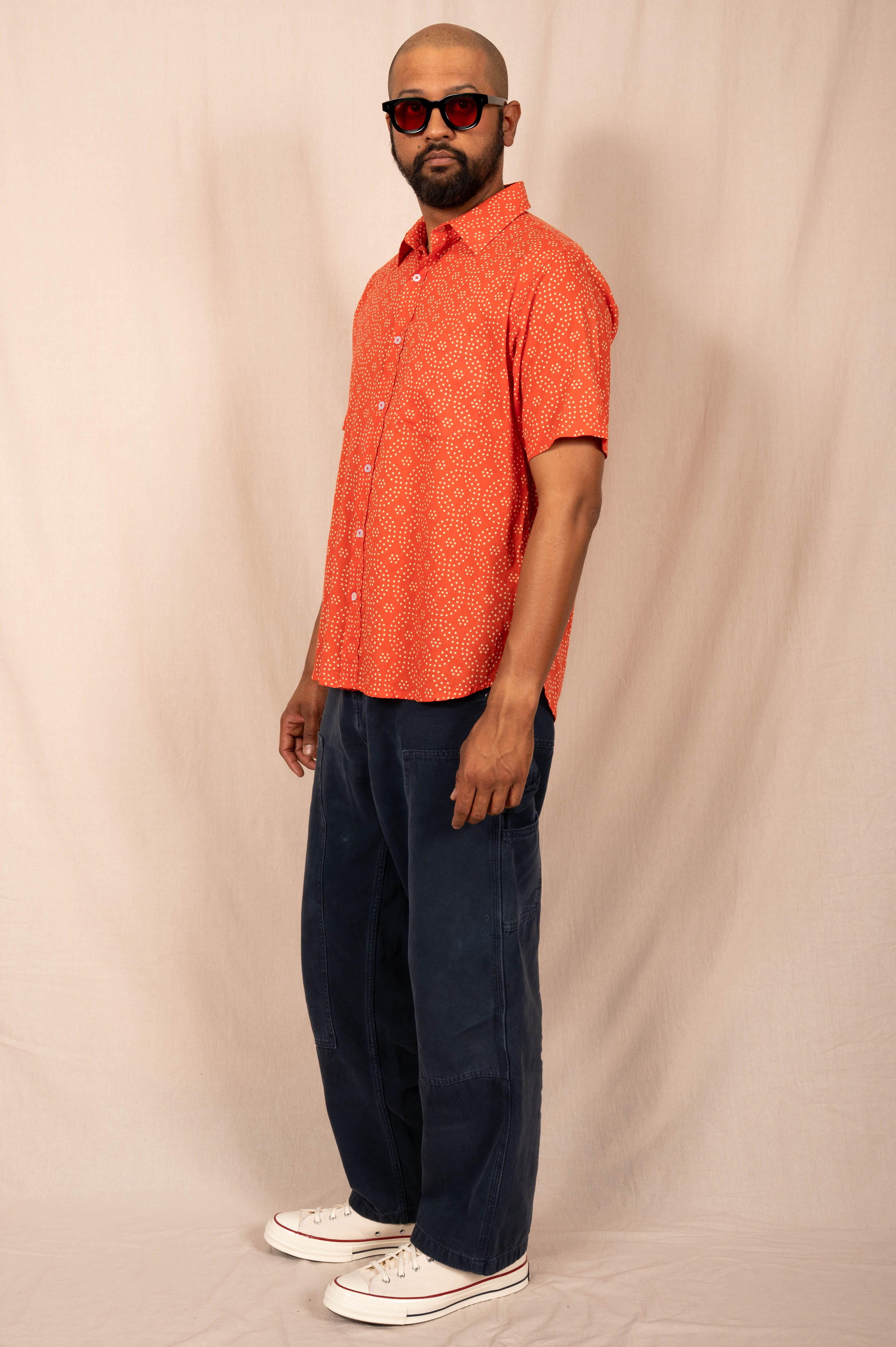 'The Folk' Shirt in Red Small Dots