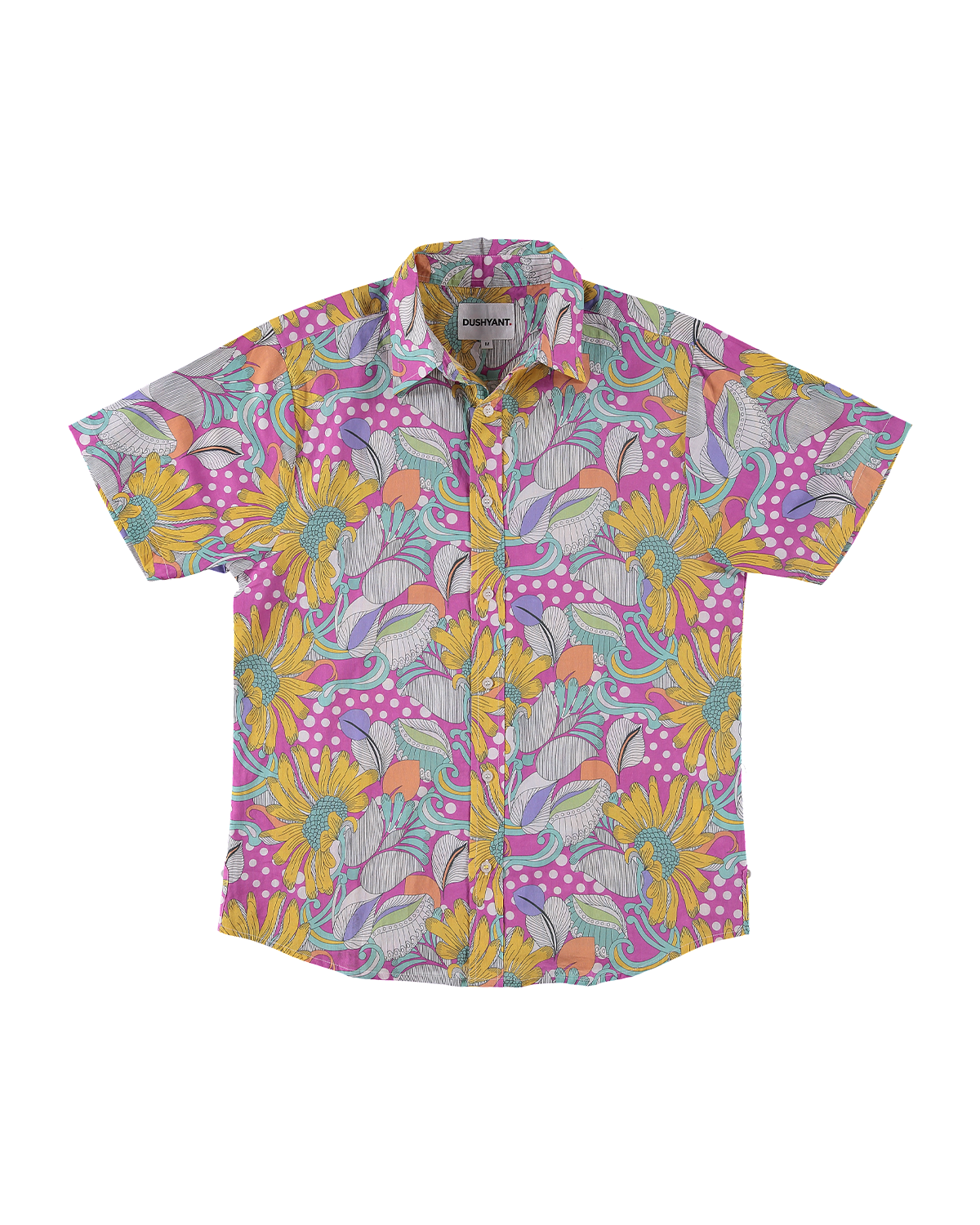 'The Sheril' Short Sleeve Shirt in Light Pink, Yellow and White (La Brea) Floral Print