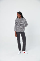 Hand Printed 'The Sophia' Over-Shirt in Checkers Twill