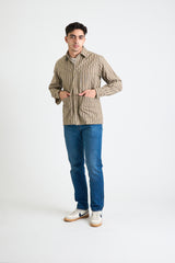 Xavier Overshirt Jacket in Brown and Black Stripes