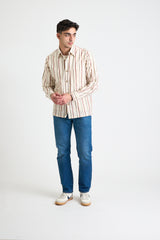 Xavier Overshirt Jacket in Red and White Stripes