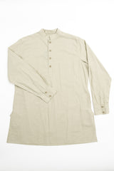 'Bombay' Pop-Over Tunic in Garment Dyed Pale Khaki Cotton Poplin